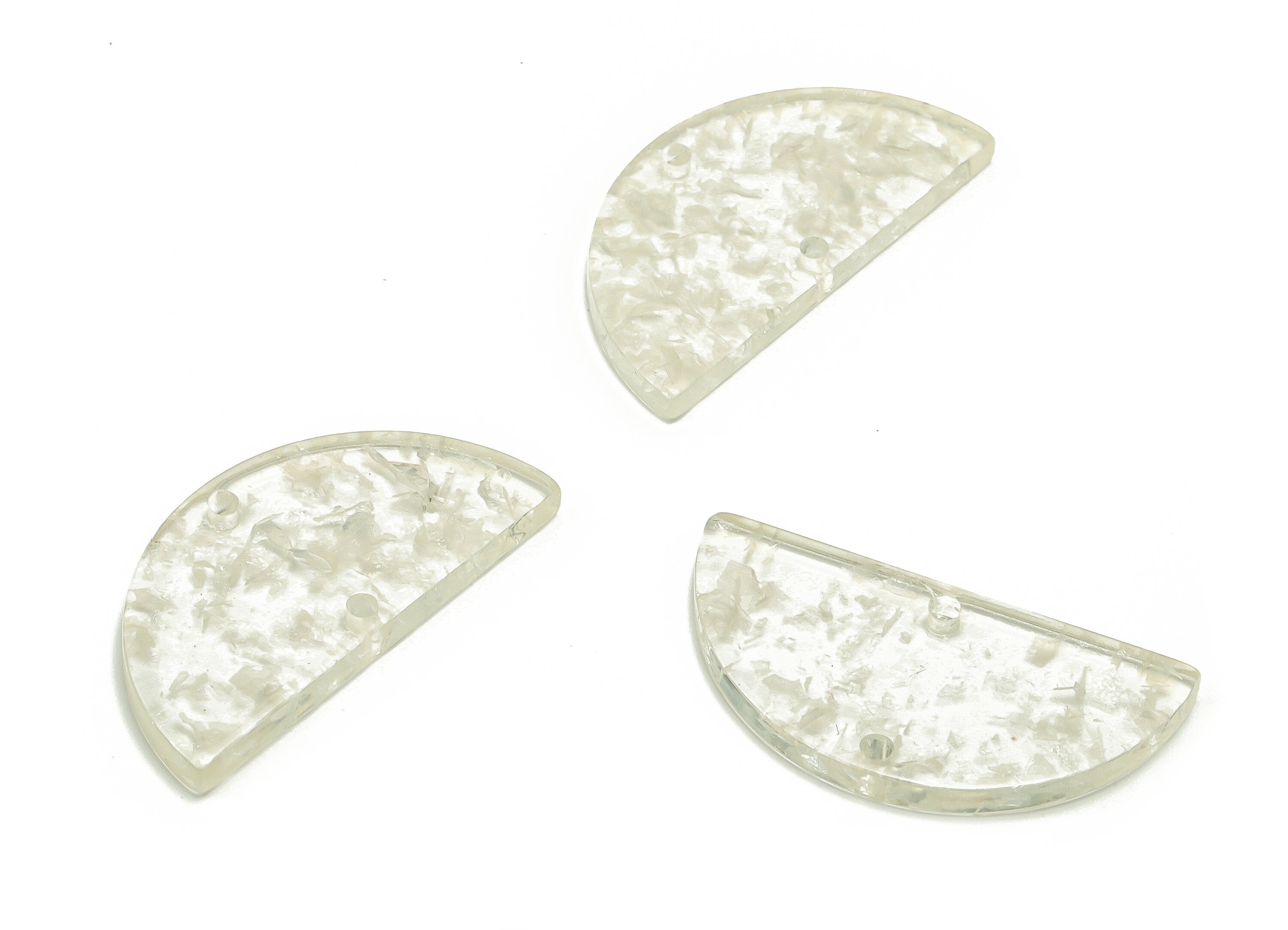 Acrylic Semicircle Earring Connectors - Acrylic Half Moon Charms - 2 Holes - Jewelry Supplies - Color Code:A691 - 34x17x3mm - AC1218-A691 - DOMEDBAZAAR