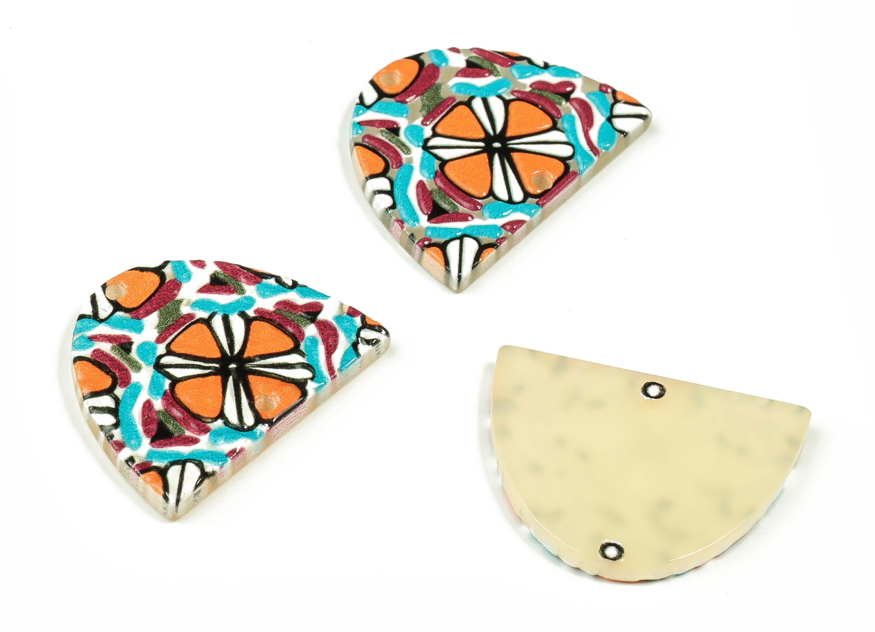 Acrylic D Earring Connector- D Acrylic Connector- Jewelry Supplies - Earring Findings - 2 Holes - 25.35x19.75x2.62mm - AC2305 - DOMEDBAZAAR