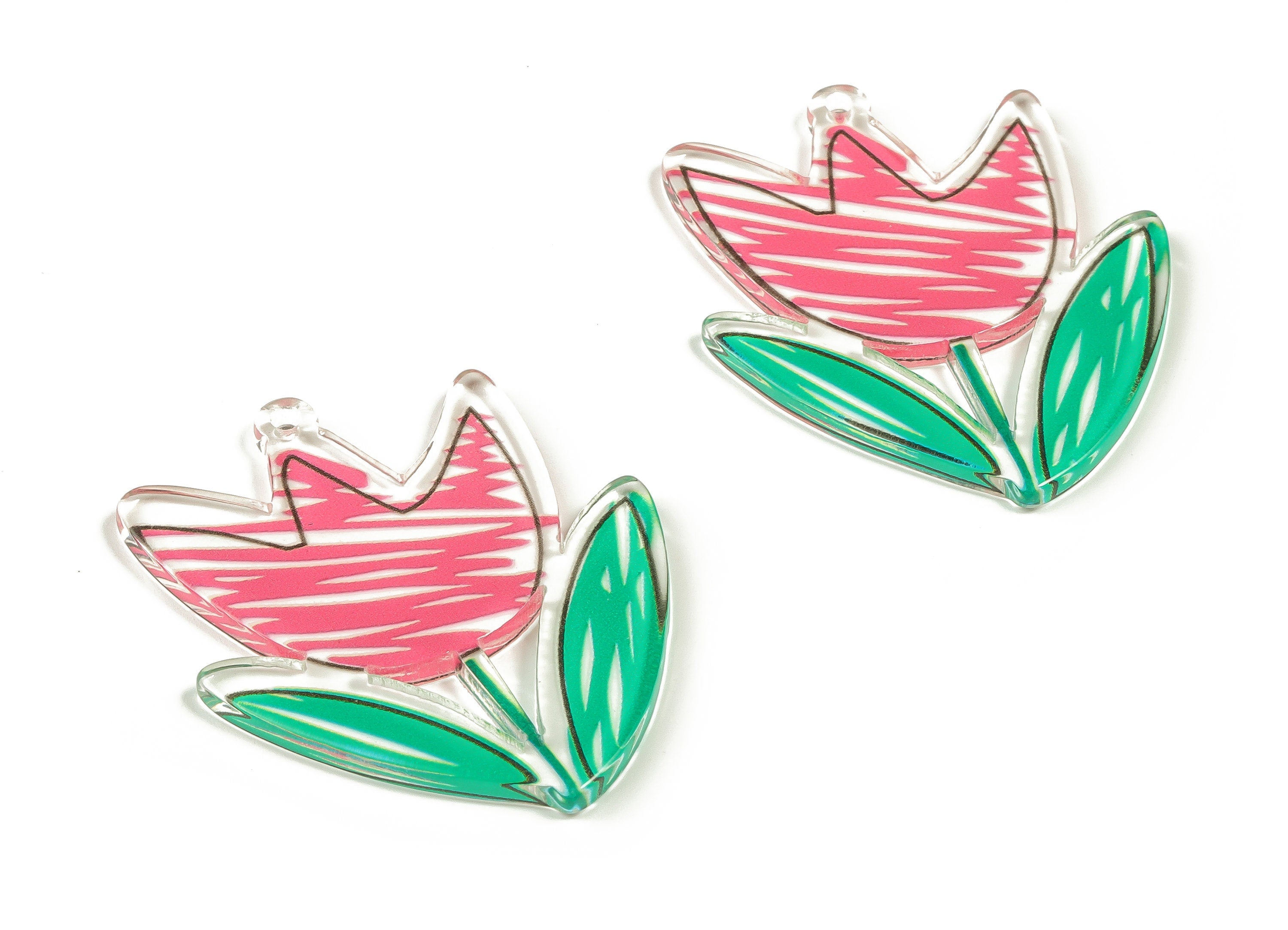 Acrylic Flower Charm - Flower Earring Charm – Flower Shape Pendant - Earring Findings - DIY Jewelry Supplies -38.47x32.72x2.48mm - AC2298 - DOMEDBAZAAR