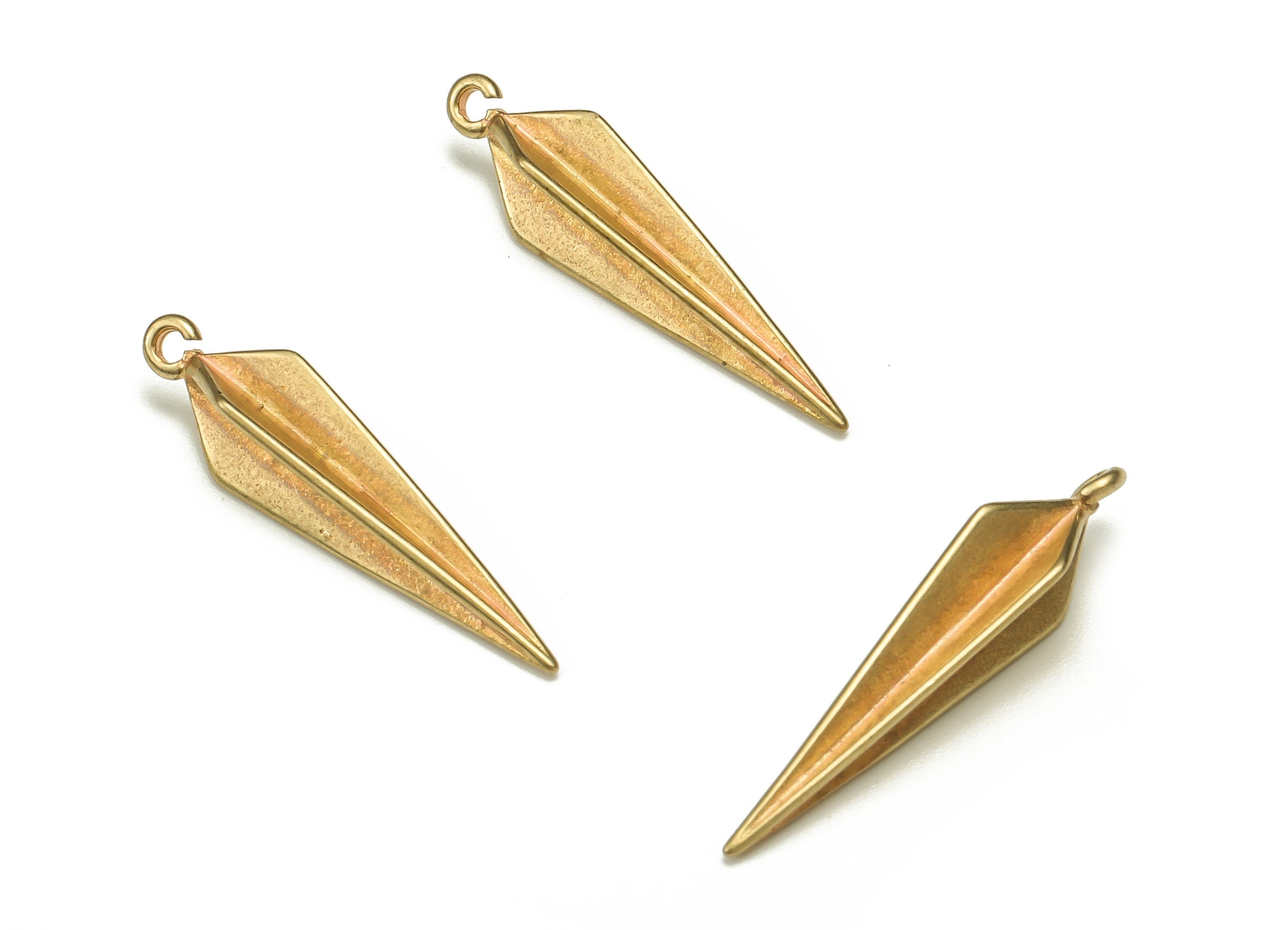 Brass Umbrella Earring Charms - Raw Brass Umbrella Pendant - Earring Findings - Jewelry Making Supplies - 24.13x4.4x0.65mm - PP4642 - DOMEDBAZAAR