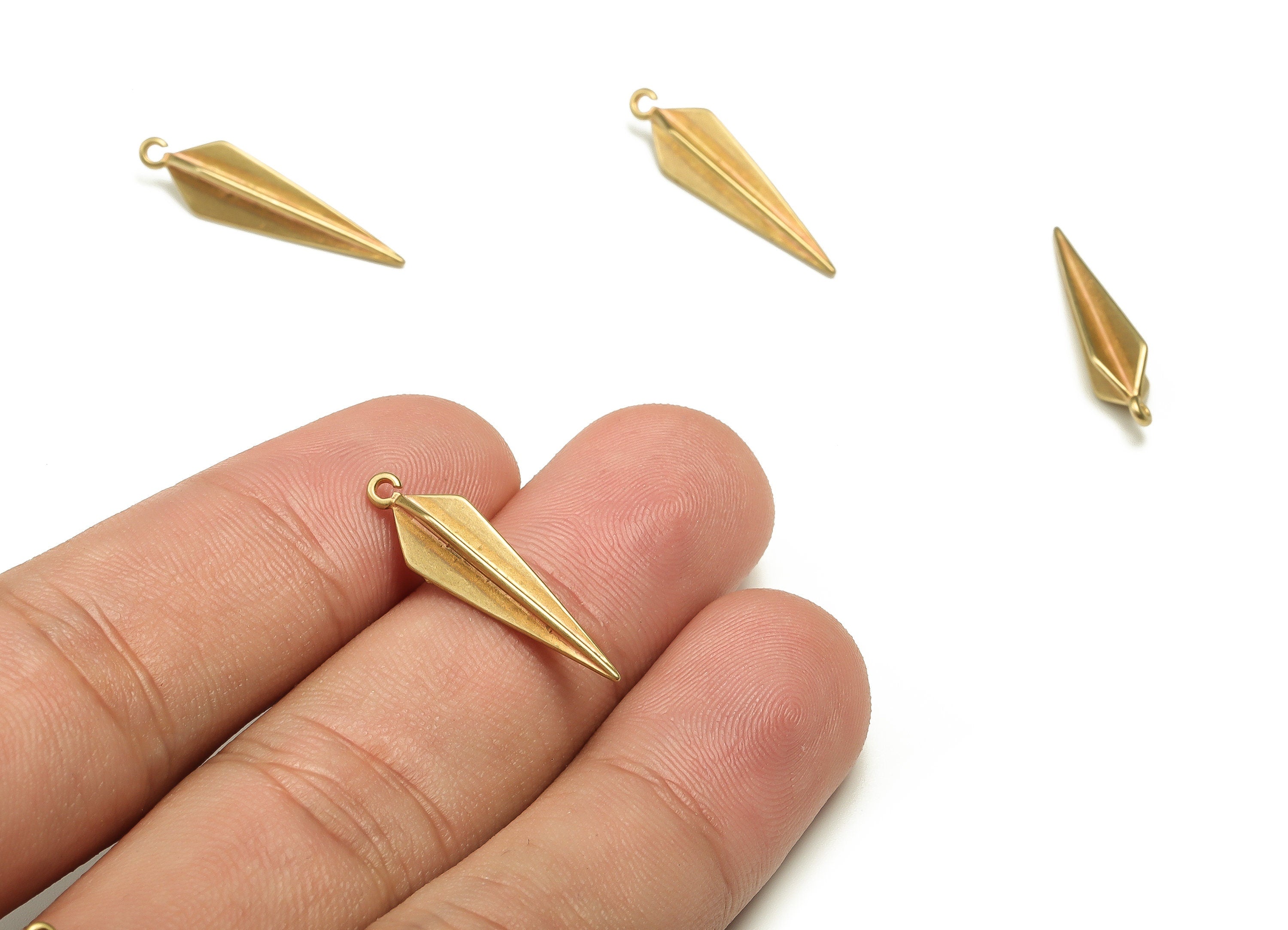 Brass Umbrella Earring Charms - Raw Brass Umbrella Pendant - Earring Findings - Jewelry Making Supplies - 24.13x4.4x0.65mm - PP4642 - DOMEDBAZAAR