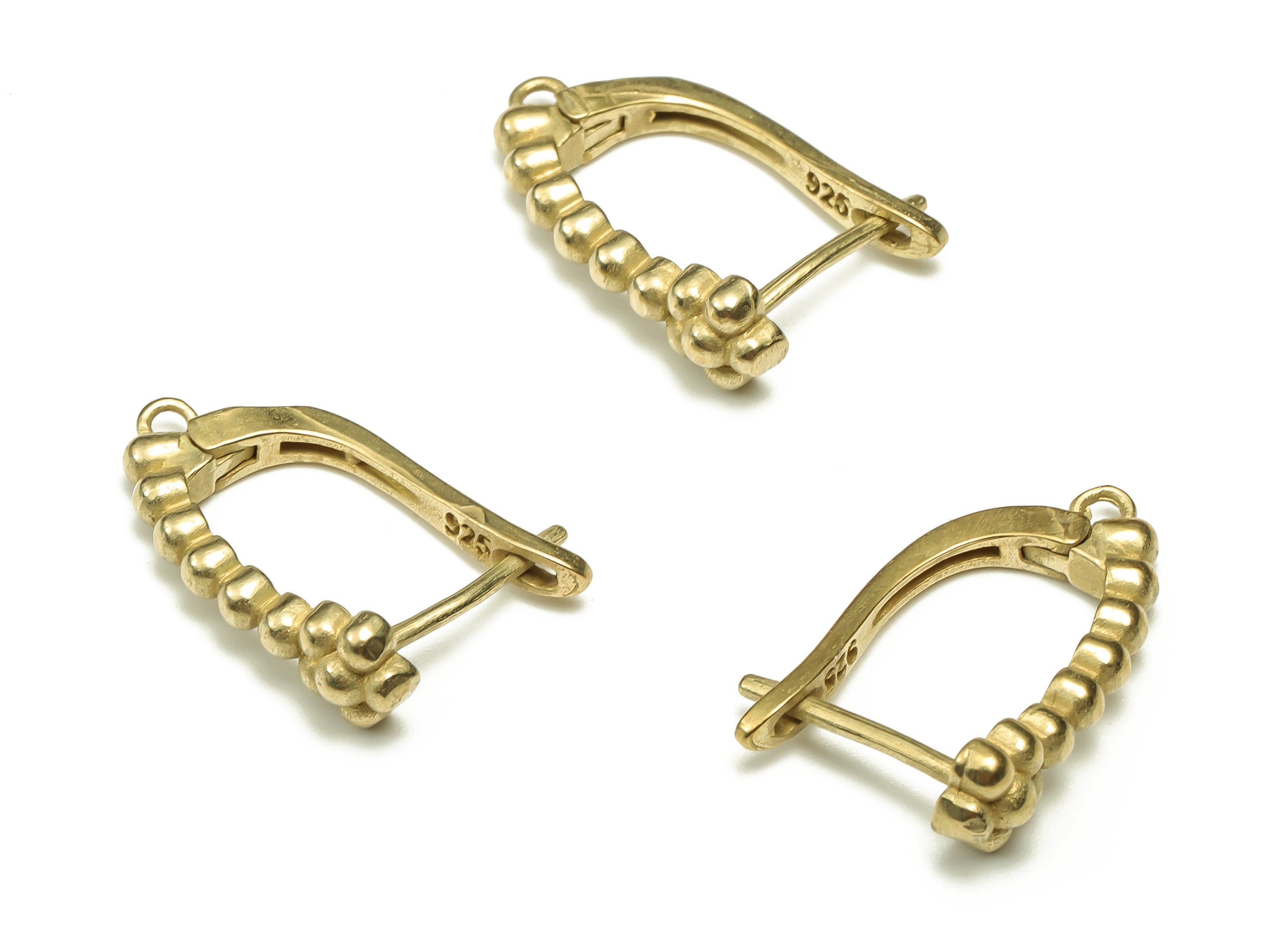 Brass Beaded Earring Stud - Brass Stud Earring With Open Ring – Earring Finding – Jewelry Making Supplies - 18.6x13.1x5.35mm - PP4650 - DOMEDBAZAAR