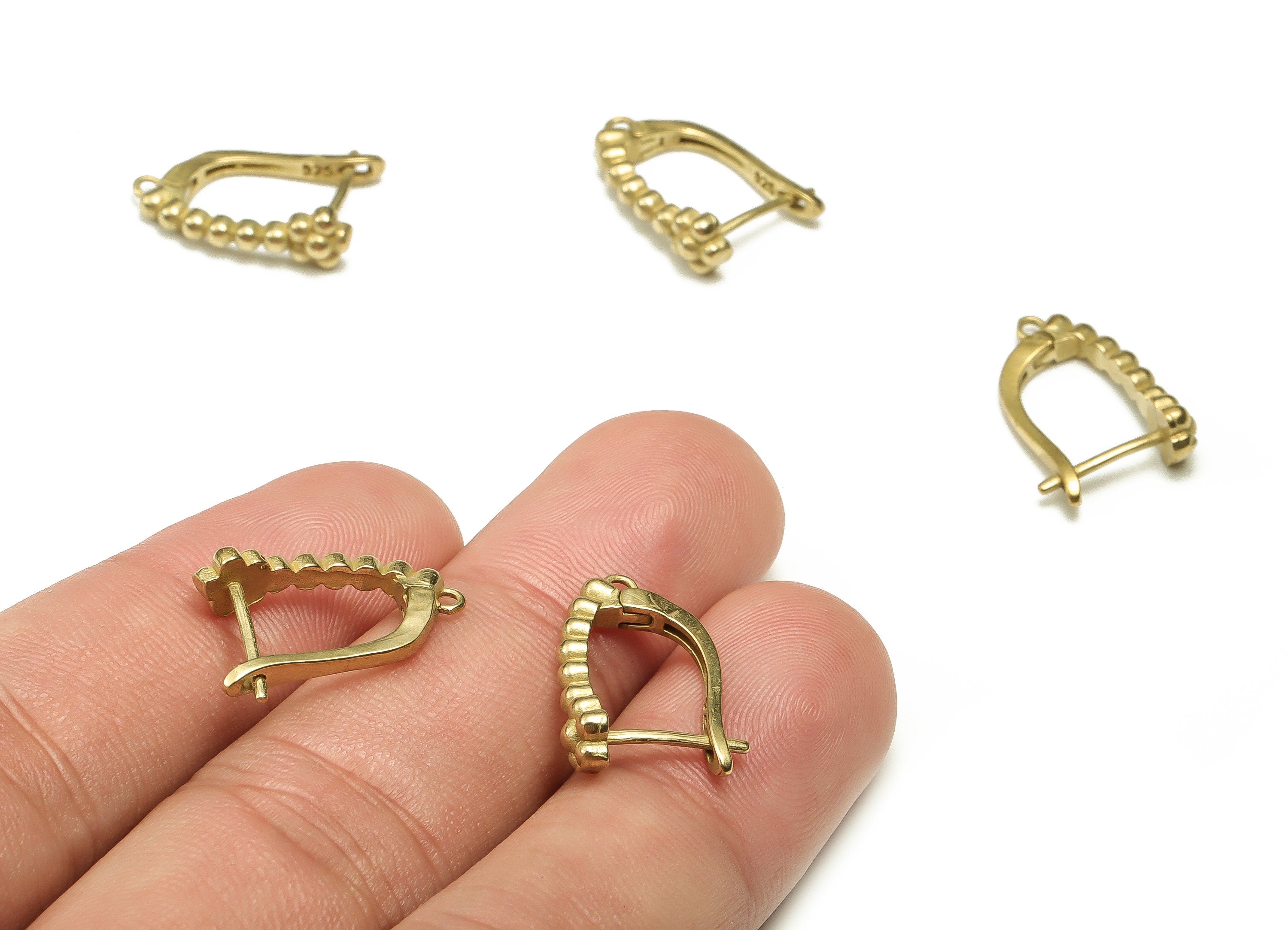 Brass Beaded Earring Stud - Brass Stud Earring With Open Ring – Earring Finding – Jewelry Making Supplies - 18.6x13.1x5.35mm - PP4650 - DOMEDBAZAAR