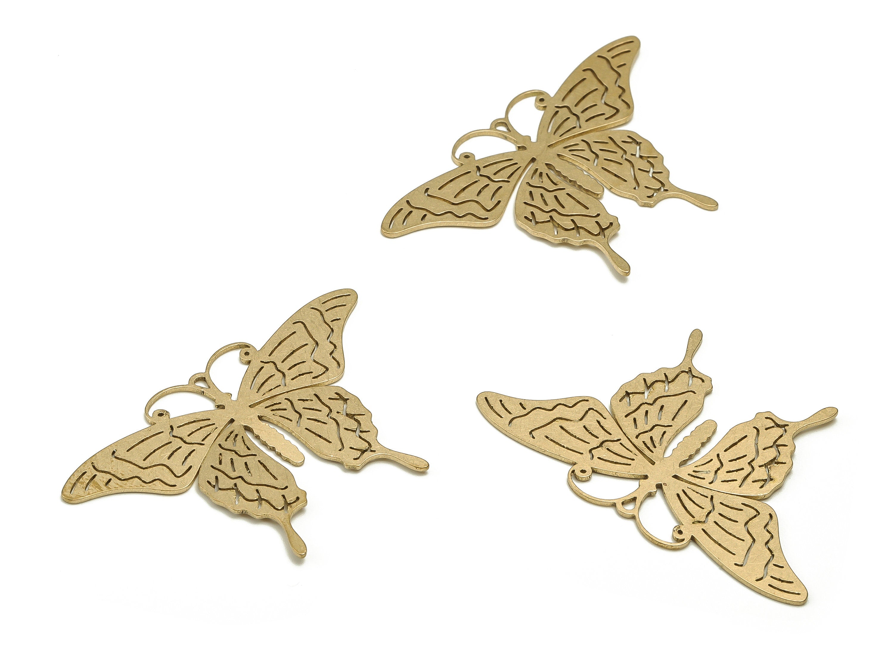 Brass Butterfly Earring Charms - Raw Brass Butterfly Pendant - Earring Findings - Jewelry Making Supplies - 27.3x41.76x0.76mm - PP4583 - DOMEDBAZAAR