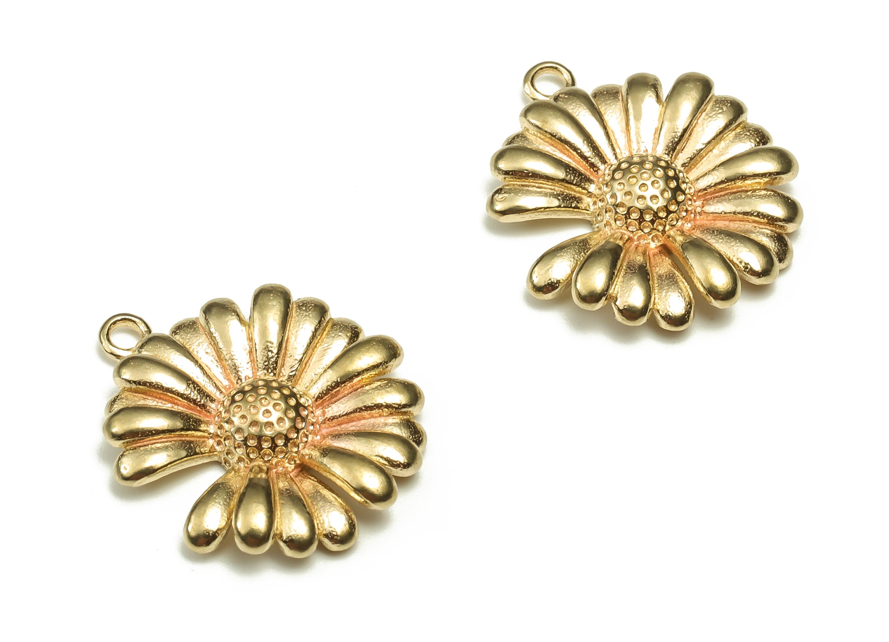 Brass Flower Earring Charms - Raw Brass Flower Pendant - Earring Findings - Jewelry Making Supplies - 16.68x14.49x3.07mm - PP4667 - DOMEDBAZAAR