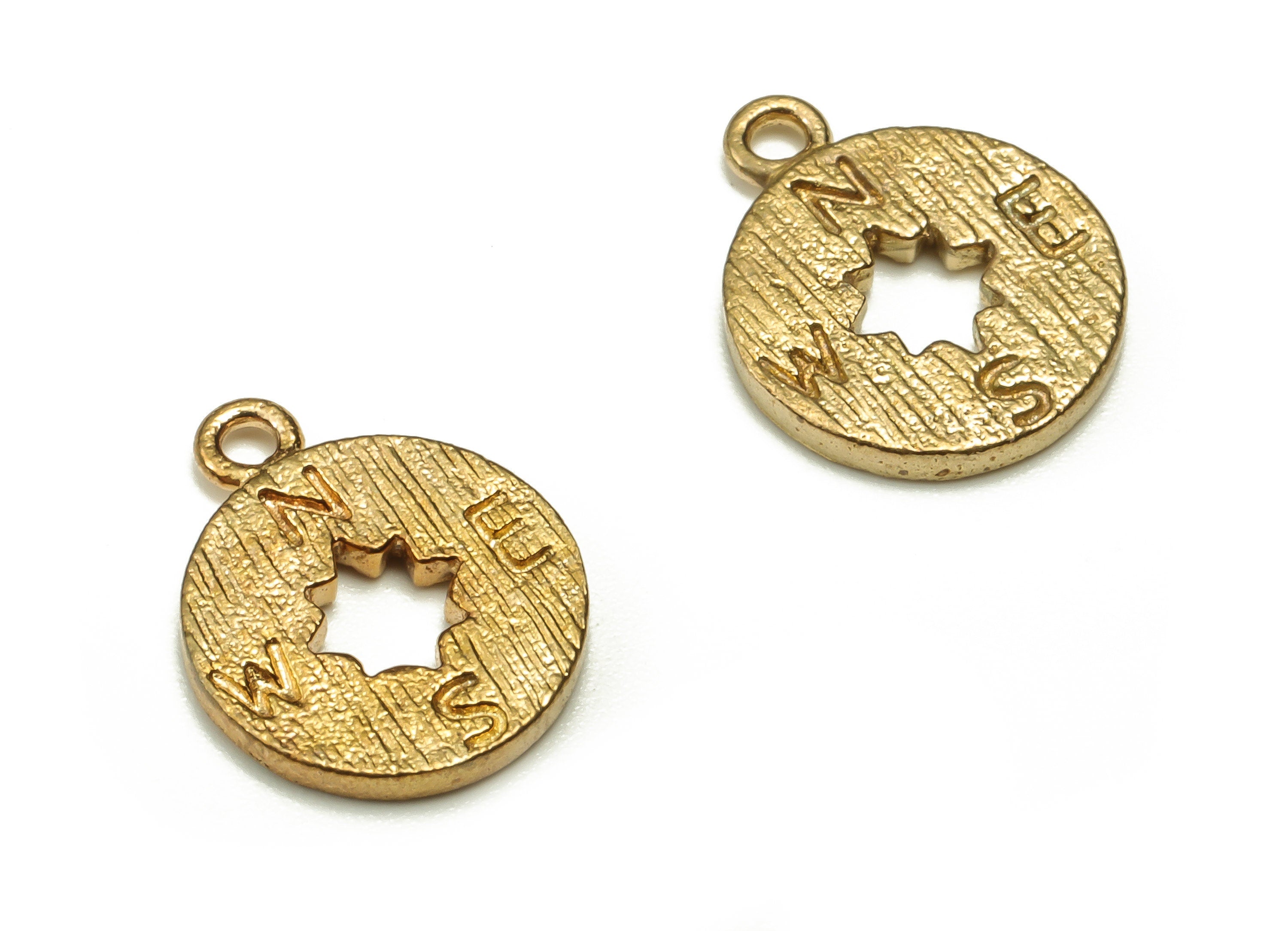 Brass Round Star Earring Charms - Raw Brass Circle Pendant - Earring Findings - Jewelry Making Supplies - 11.7x9.5x1.2mm - PP4654 - DOMEDBAZAAR