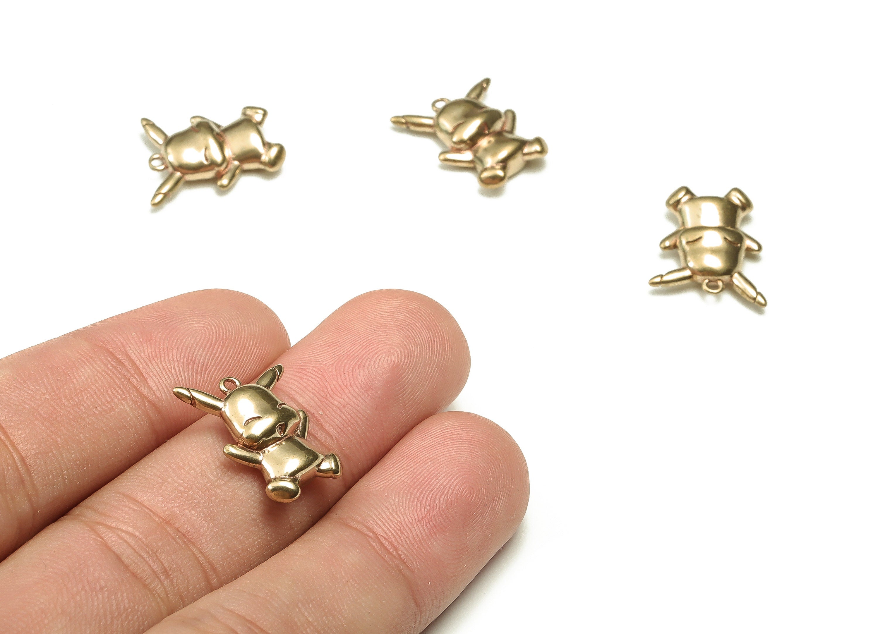 Brass Rabbit Earring Charms - Raw Brass Rabbit Pendant - Earring Findings - Jewelry Making Supplies - 18.37x13.88x4.8mm - PP4668 - DOMEDBAZAAR
