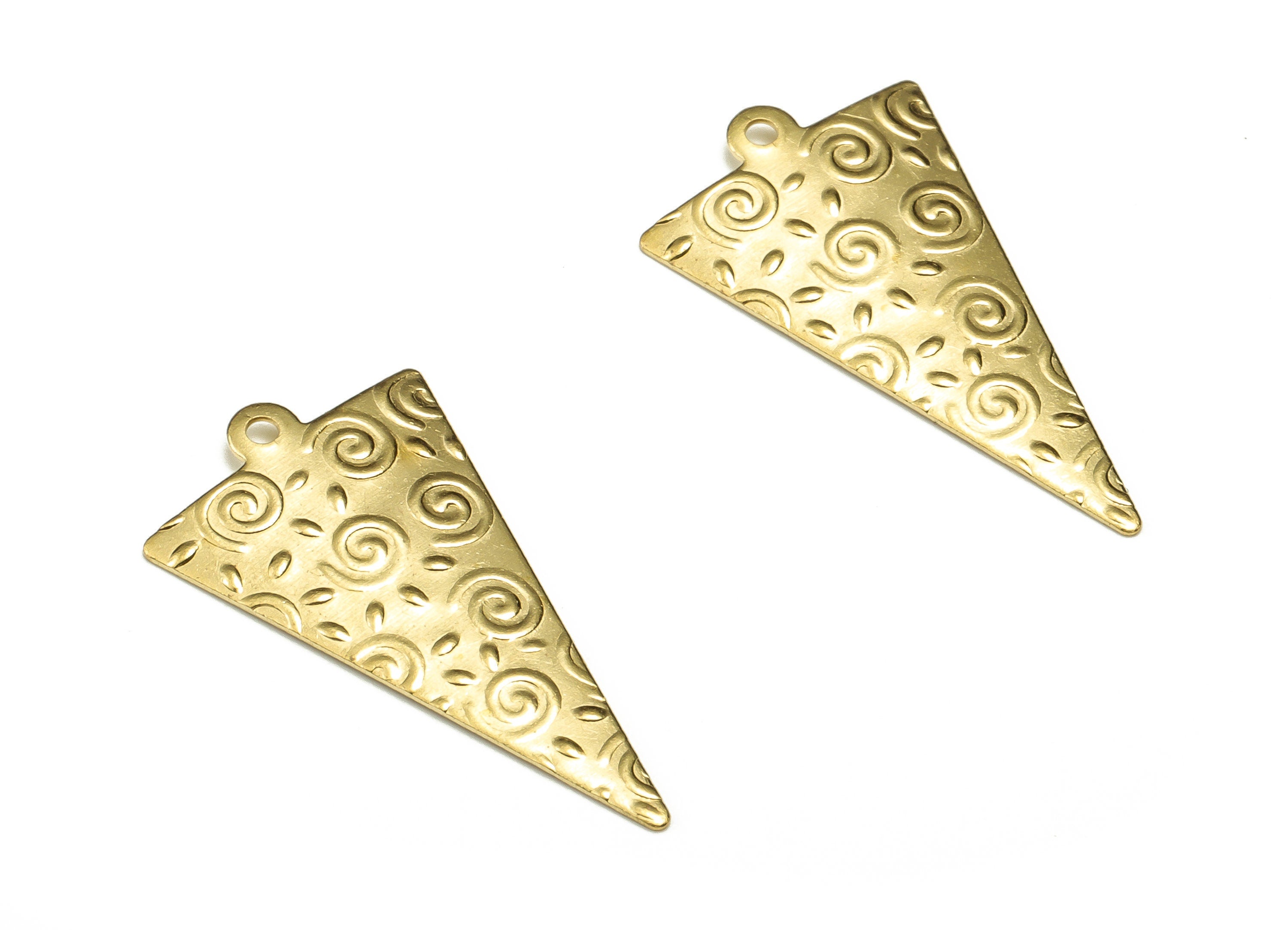 Brass Triangle Earring Charms - Raw Brass Sun Pendant - Earring Finding - Jewelry Making Supplies - 25.57x13.95x0.94mm - PP4673 - DOMEDBAZAAR