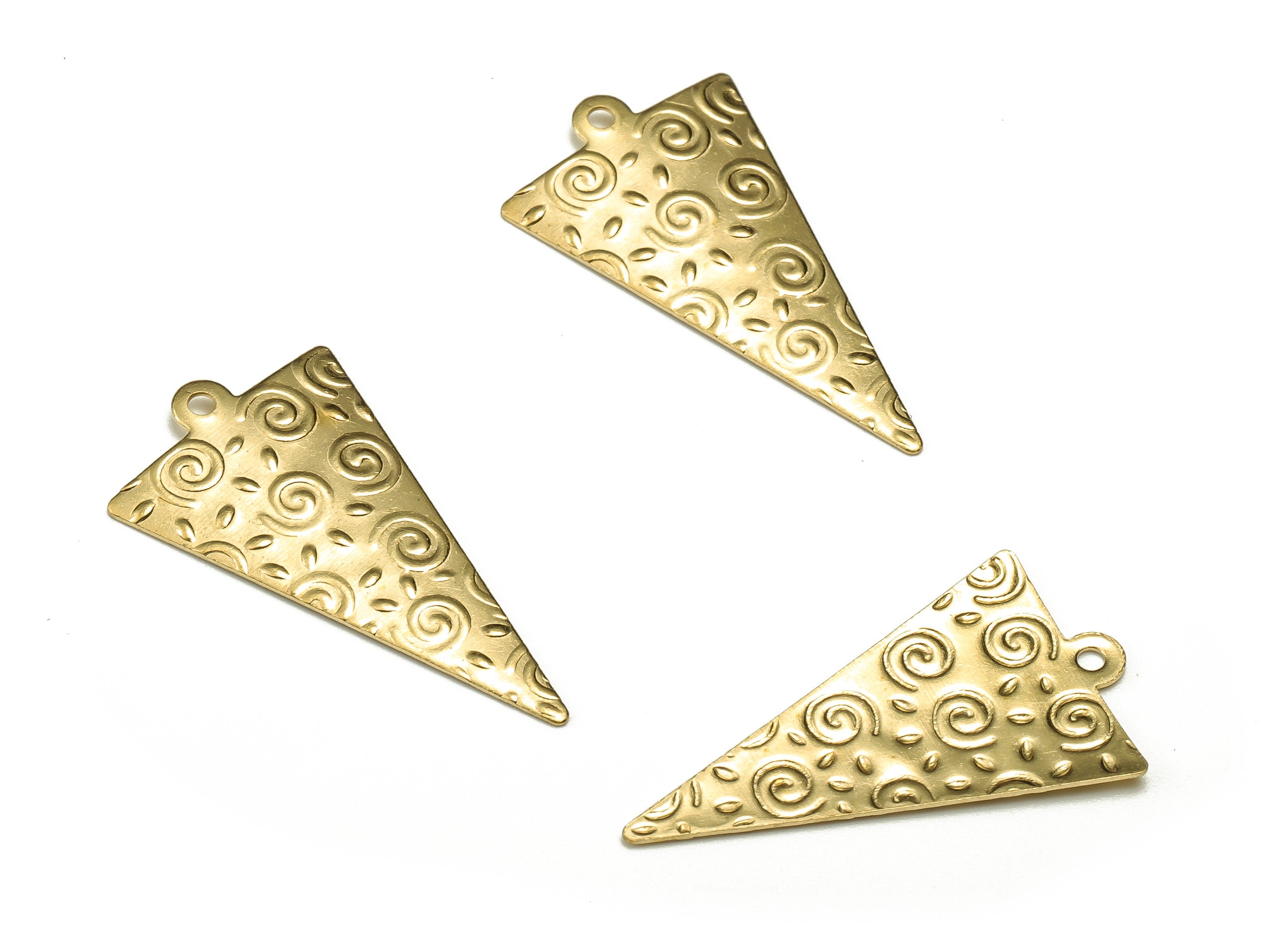 Brass Triangle Earring Charms - Raw Brass Sun Pendant - Earring Finding - Jewelry Making Supplies - 25.57x13.95x0.94mm - PP4673 - DOMEDBAZAAR