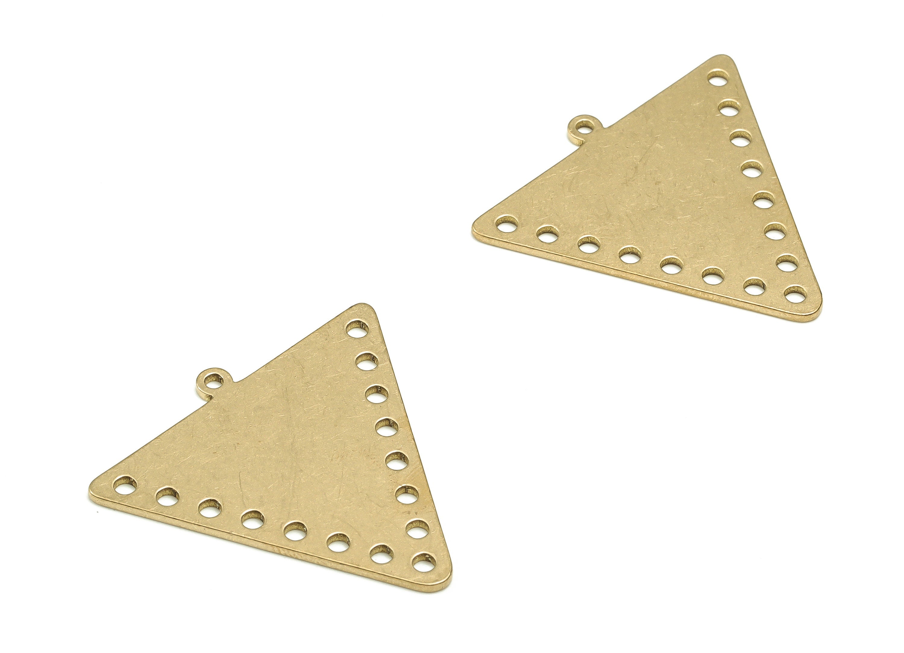 Brass Triangle Earring Connector - Raw Brass Triangle Charms - 16 Holes - Earring Finding - Jewelry Making Supplies - 29.4x30x1mm - PP4594 - DOMEDBAZAAR