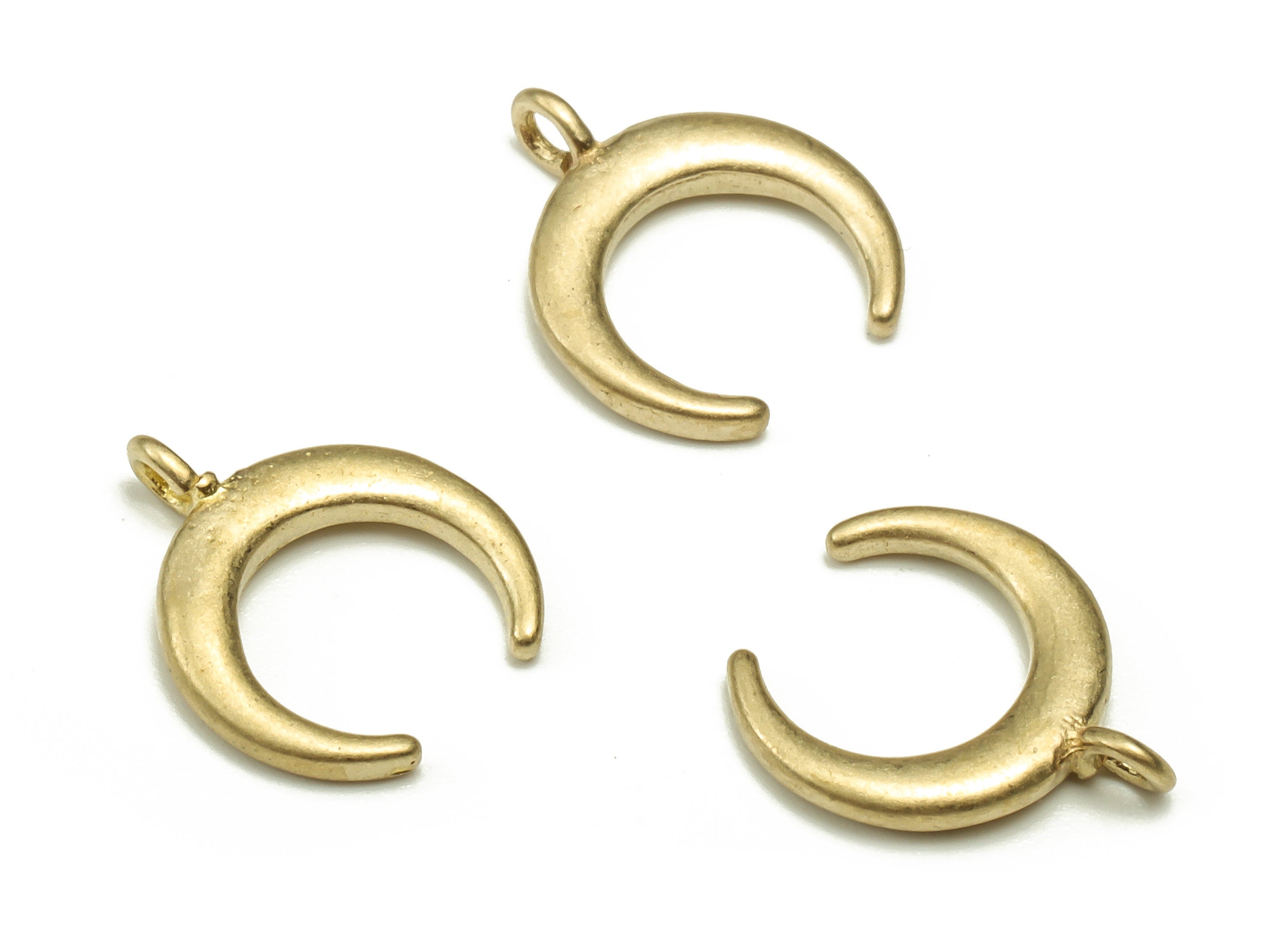 Brass Crescent Earring Charms - Raw Brass Moon Pendant - Earring Finding - Jewelry Making Supplies - 11x9.3x1.5mm - PP4651 - DOMEDBAZAAR