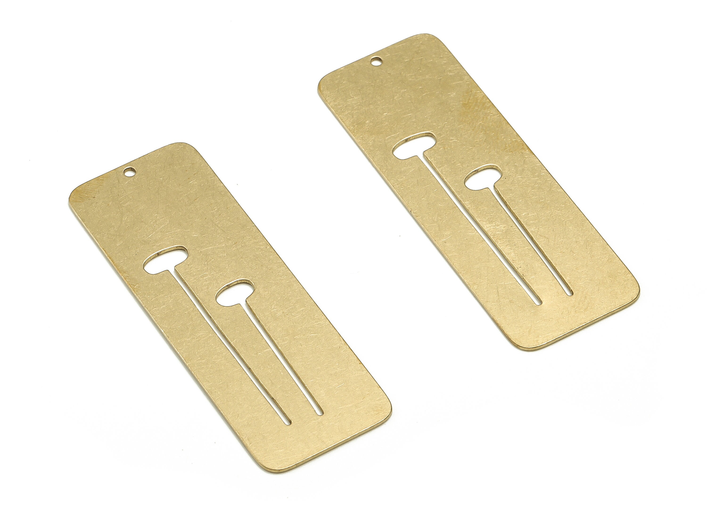 Brass Rectangle Earring Charms - Raw Brass Rectangle Pendant - Earring Findings - Jewelry Making Supplies - 51.5x18.4x0.75mm - PP4572 - DOMEDBAZAAR