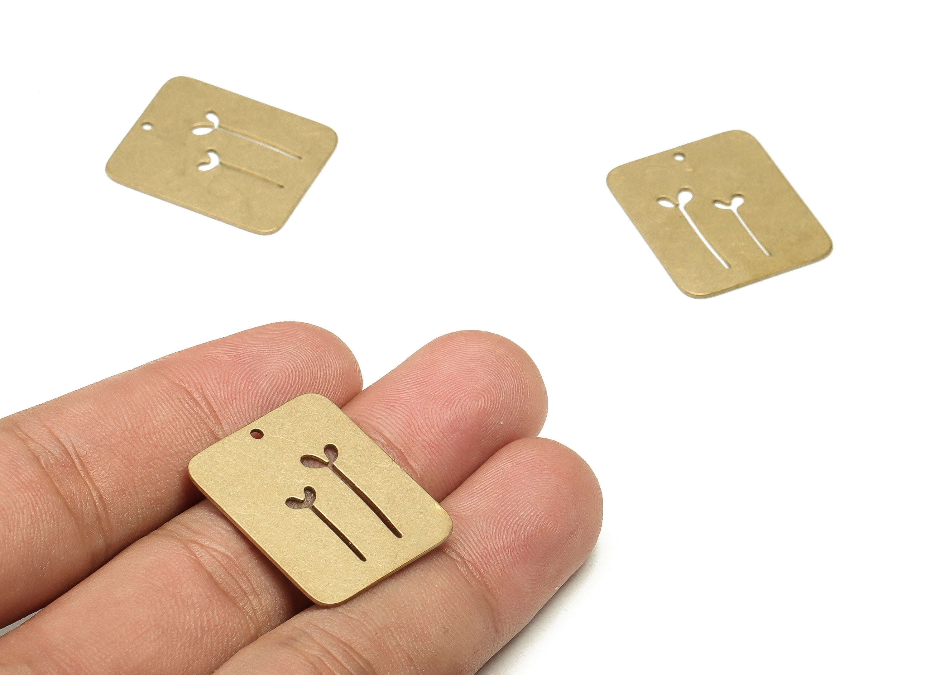 Brass Square Earring Charms - Raw Brass Square Pendant - Earrings Findings - Jewelry Making Supplies - 24.54x21x0.7mm - PP4573 - DOMEDBAZAAR