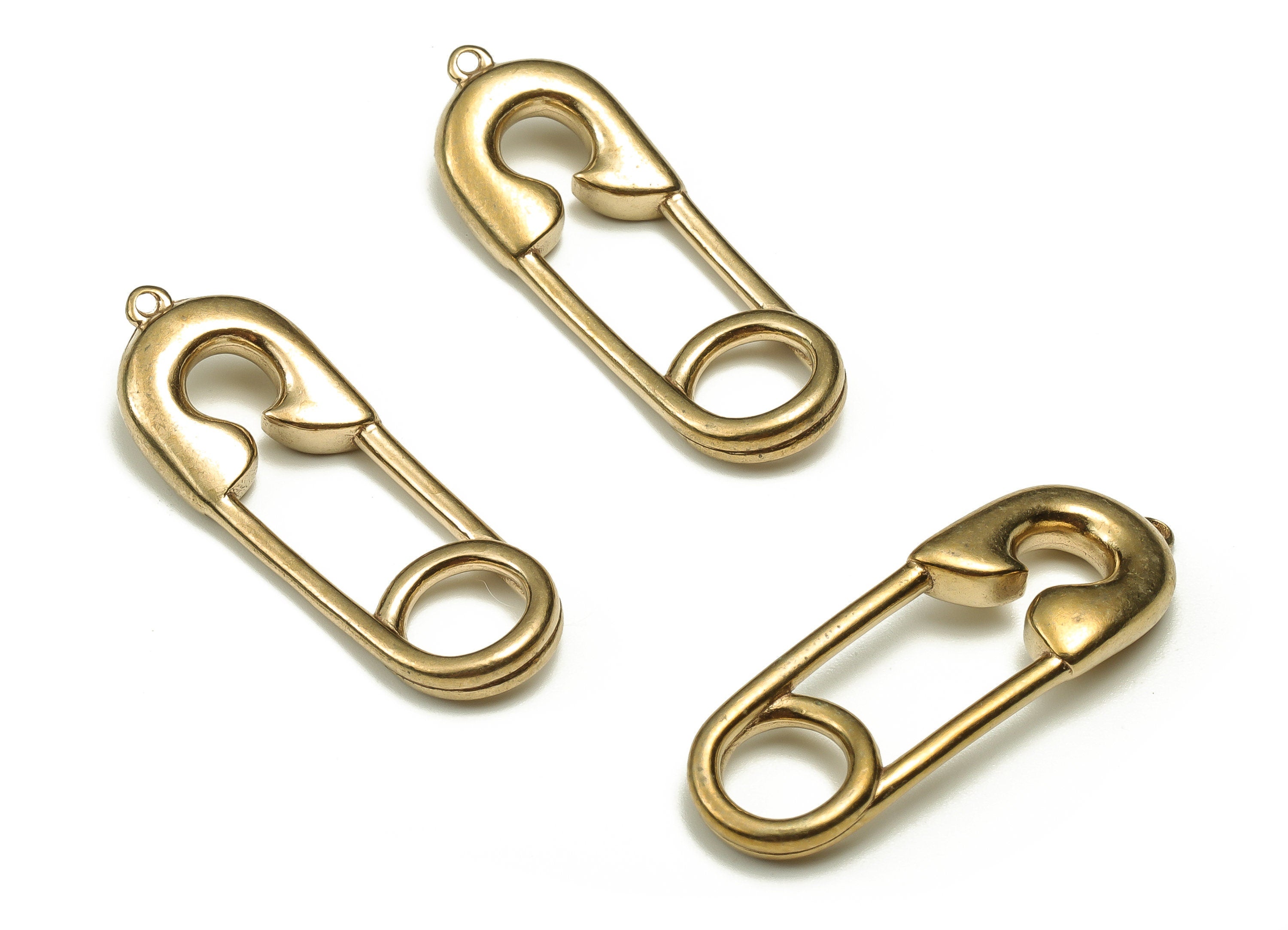 Brass Lock Pin Earring Charms - Raw Brass Lock Pin Pendant - Earring Finding - DIY Jewelry Making Supplies - 30.87x11.03x3.19mm - PP4672 - DOMEDBAZAAR