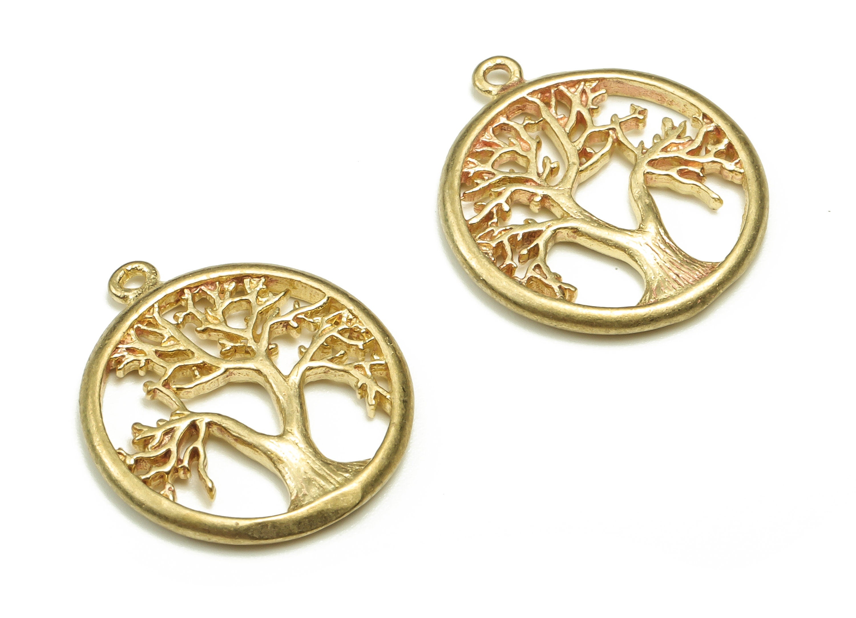 Brass Round Tree of Life Charms - Raw Brass Tree of Life Pendant - Earring Findings – Tree of Life Jewelry - 17.26x15.38x1.5mm - PP4656 - DOMEDBAZAAR