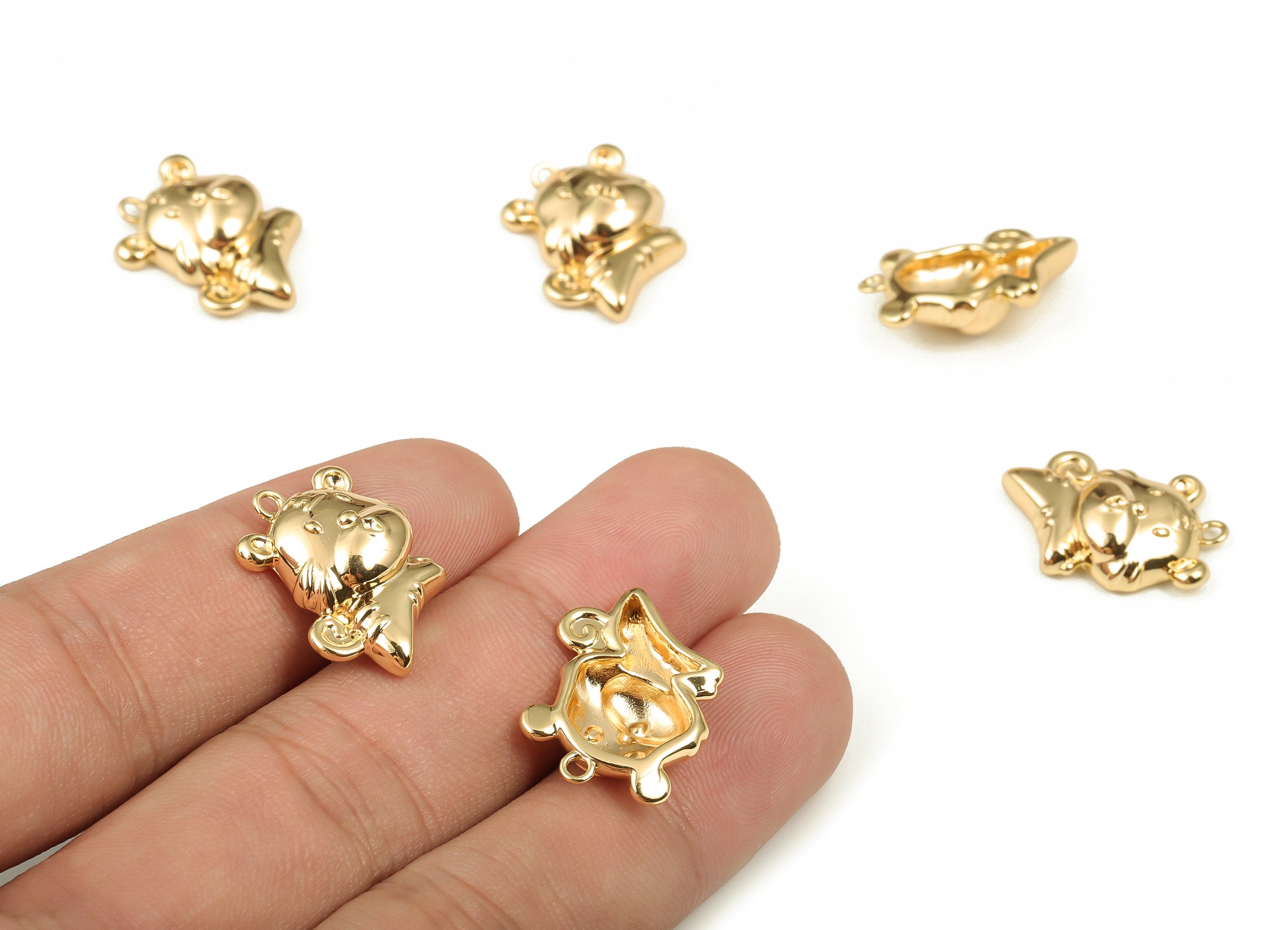 Brass Tiger Earring Charms - Gold Tiger Pendant - 18K Real Gold Plated Brass - Jewelry Making Supplies - 19.94x14.89x5.77mm - RGP4017 - DOMEDBAZAAR