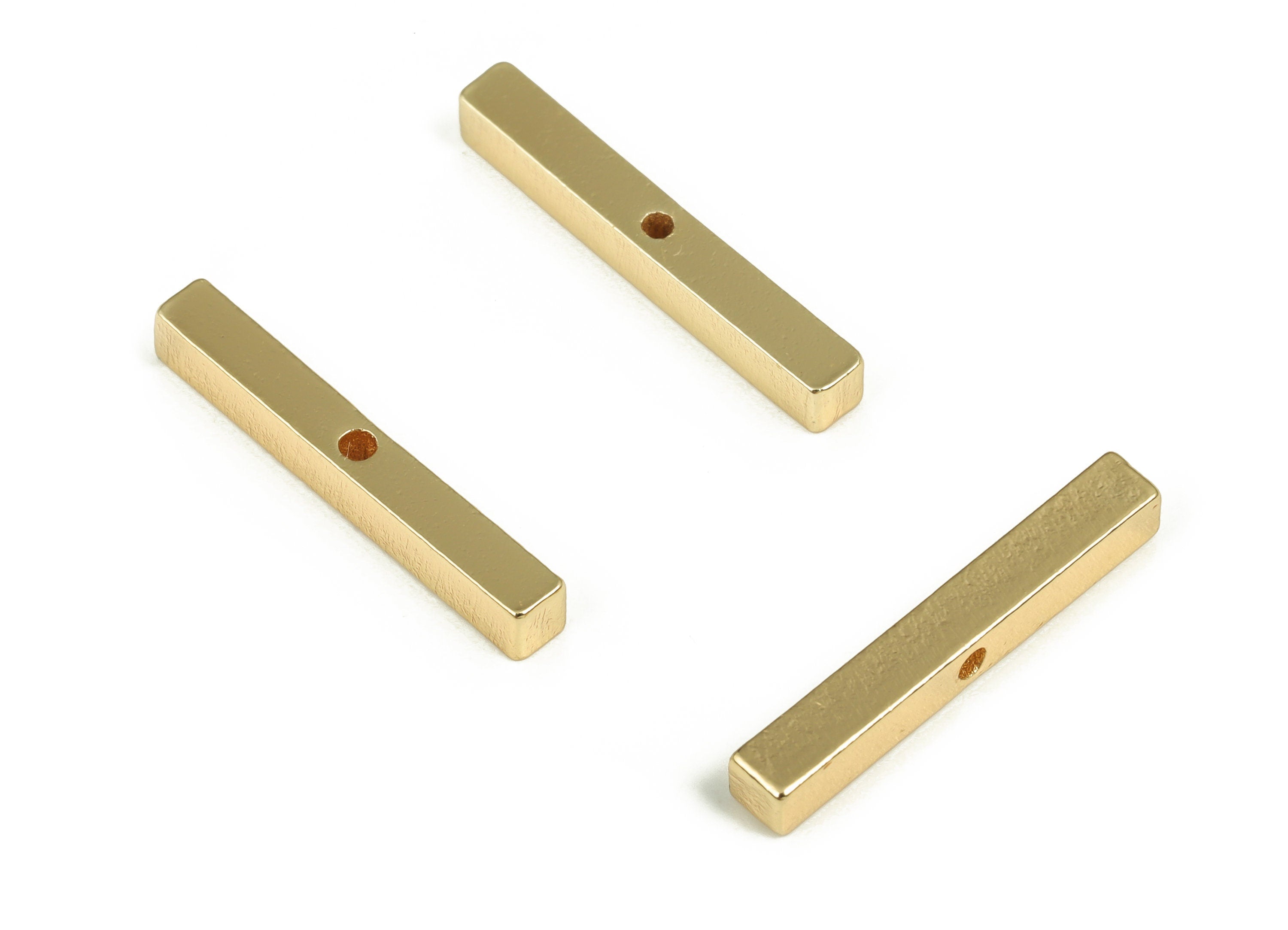 Brass Strip Earrings Connector - Gold Textured Strip Charms - 18K Gold Plated Brass - Jewelry Making Supplies -18.92x2.53x2.61mm- RGP3958G - DOMEDBAZAAR