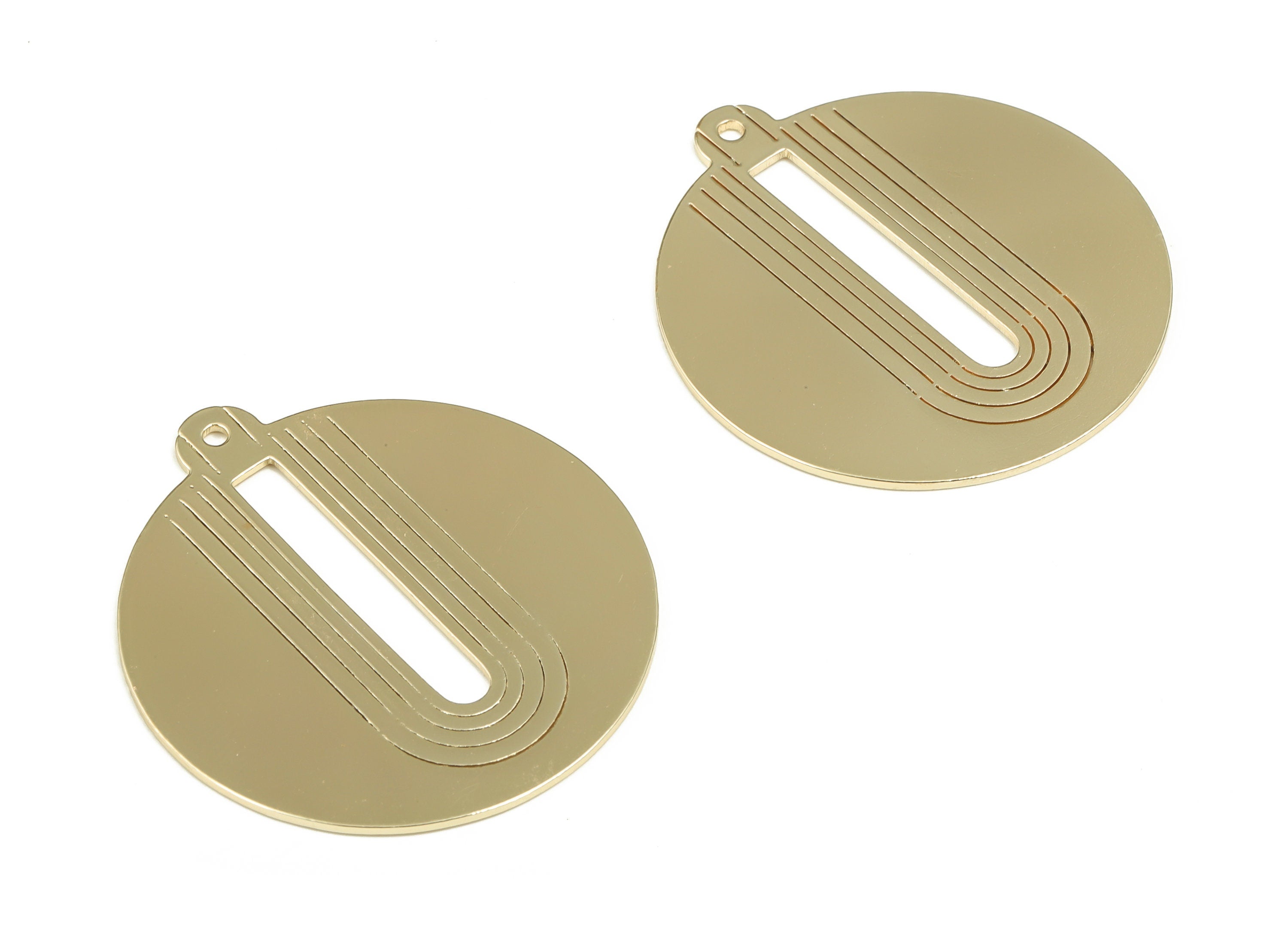 Brass Round Earring Charms - Gold Rainbow Circle Pendant - 18K Real Gold Plated Brass - Jewelry Making Supplies - 38.58x35x0.9mm - RGP3965 - DOMEDBAZAAR