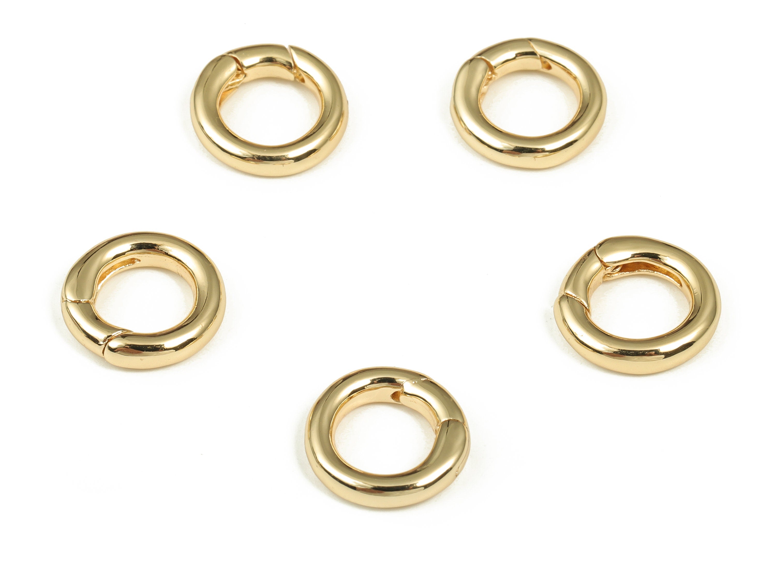 Brass Round Clasp Earring Connector - Gold Circle Parrot Clasp - 18K Real Gold Plated Brass - Jewelry Supplies -13.02x12.95x3.27mm- RGP3635 - DOMEDBAZAAR