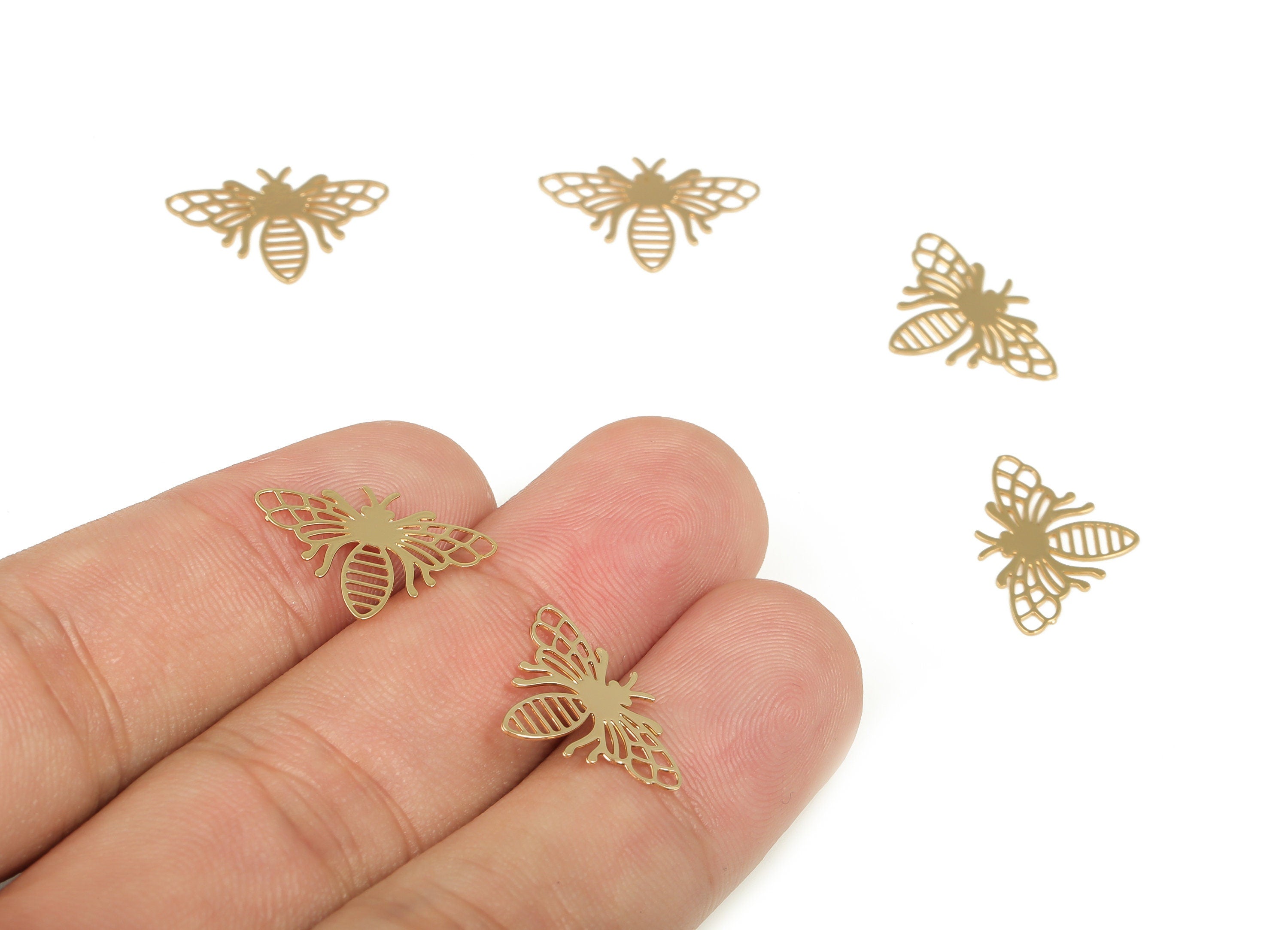 Brass Butterfly Earring Charms - Gold Butterfly Pendant - 18K Real Gold Plated Brass - Jewelry Making Supplies - 18.06x12.7x0.44mm - RGP3964 - DOMEDBAZAAR