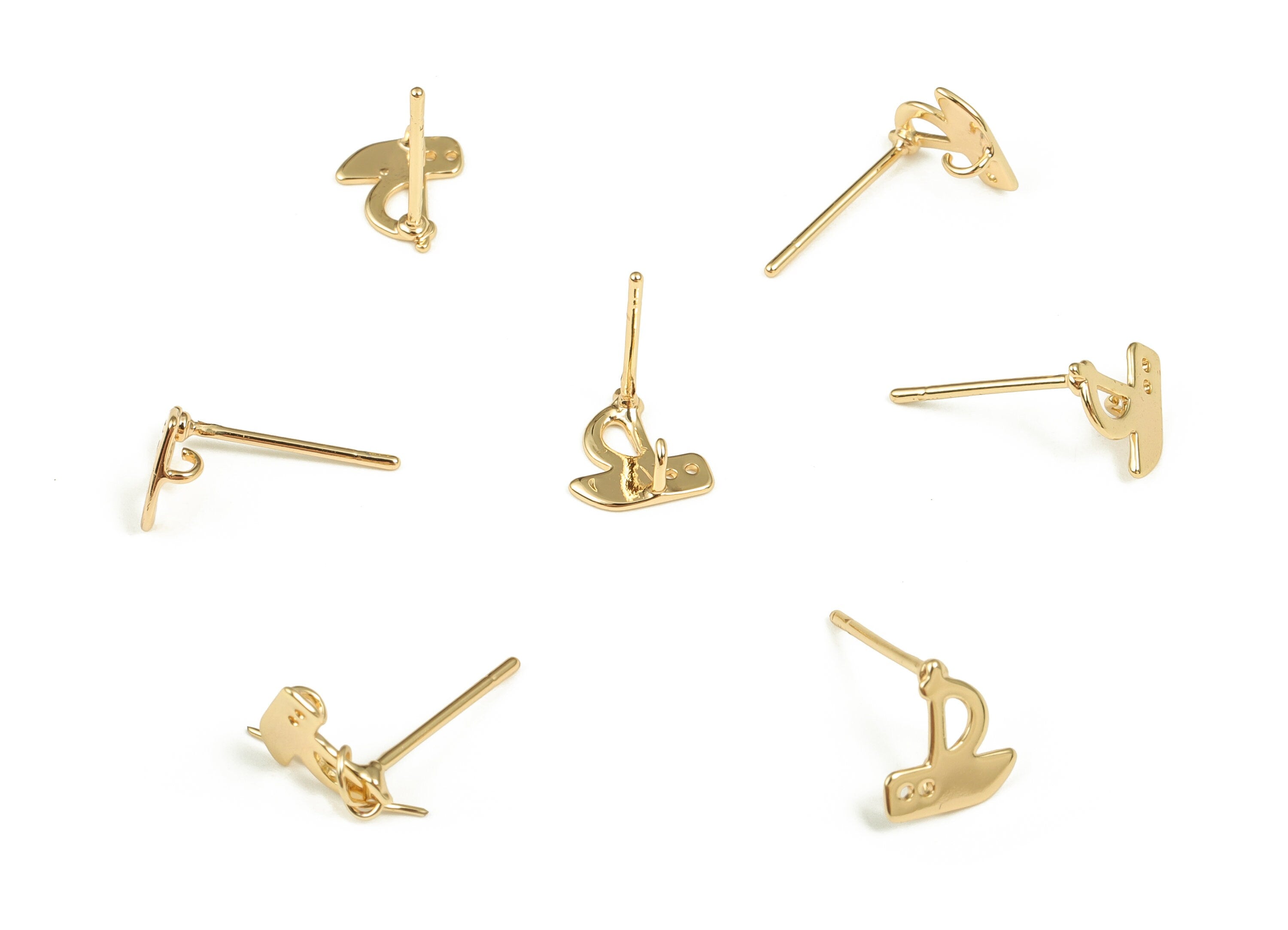 Brass Irregular Earring Stud - Gold Irregular Earring Post - Brass Stud - 18K Real Gold Plated Brass - 8.36x8.03x2.82mm - RGP3594 - DOMEDBAZAAR
