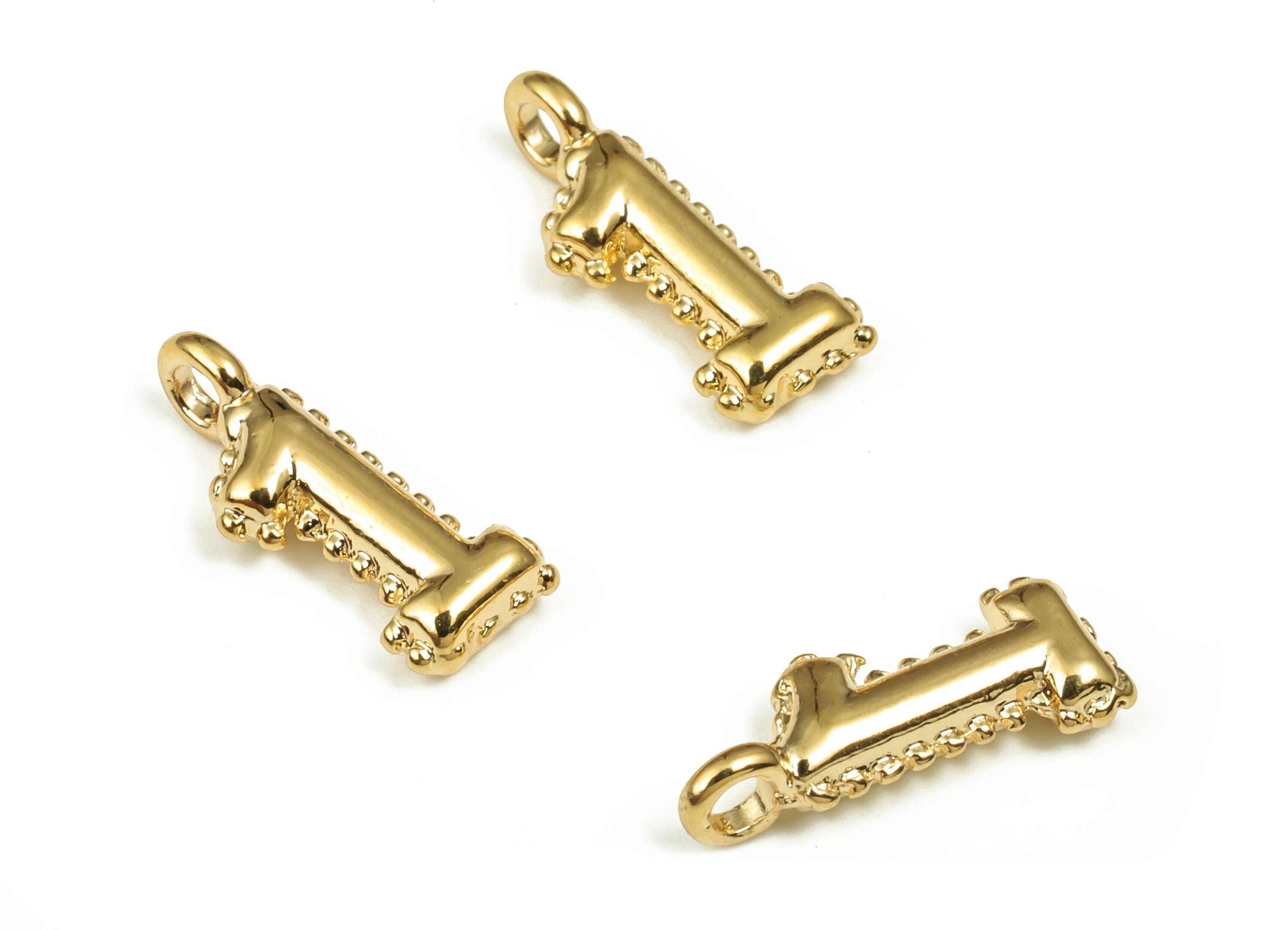 Brass Number Charm 1 - Gold Number Pendant Charm - 18K Gold Plated Brass - Numbered Charms - Jewelry Supplies-14.1x5.81x2.67mm- RGP3577-1 - DOMEDBAZAAR