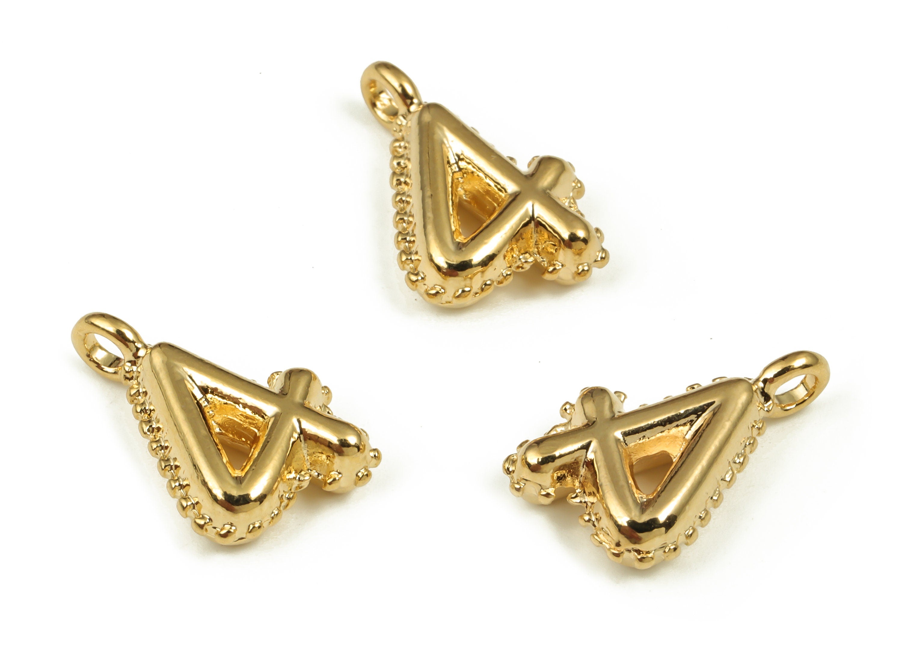 Brass Number Charm 4 - Gold Number Pendant Charm - 18K Gold Plated Brass - Numbered Charms - Jewelry Supplies - 15.6×10.16×3.7mm- RGP3577-4 - DOMEDBAZAAR
