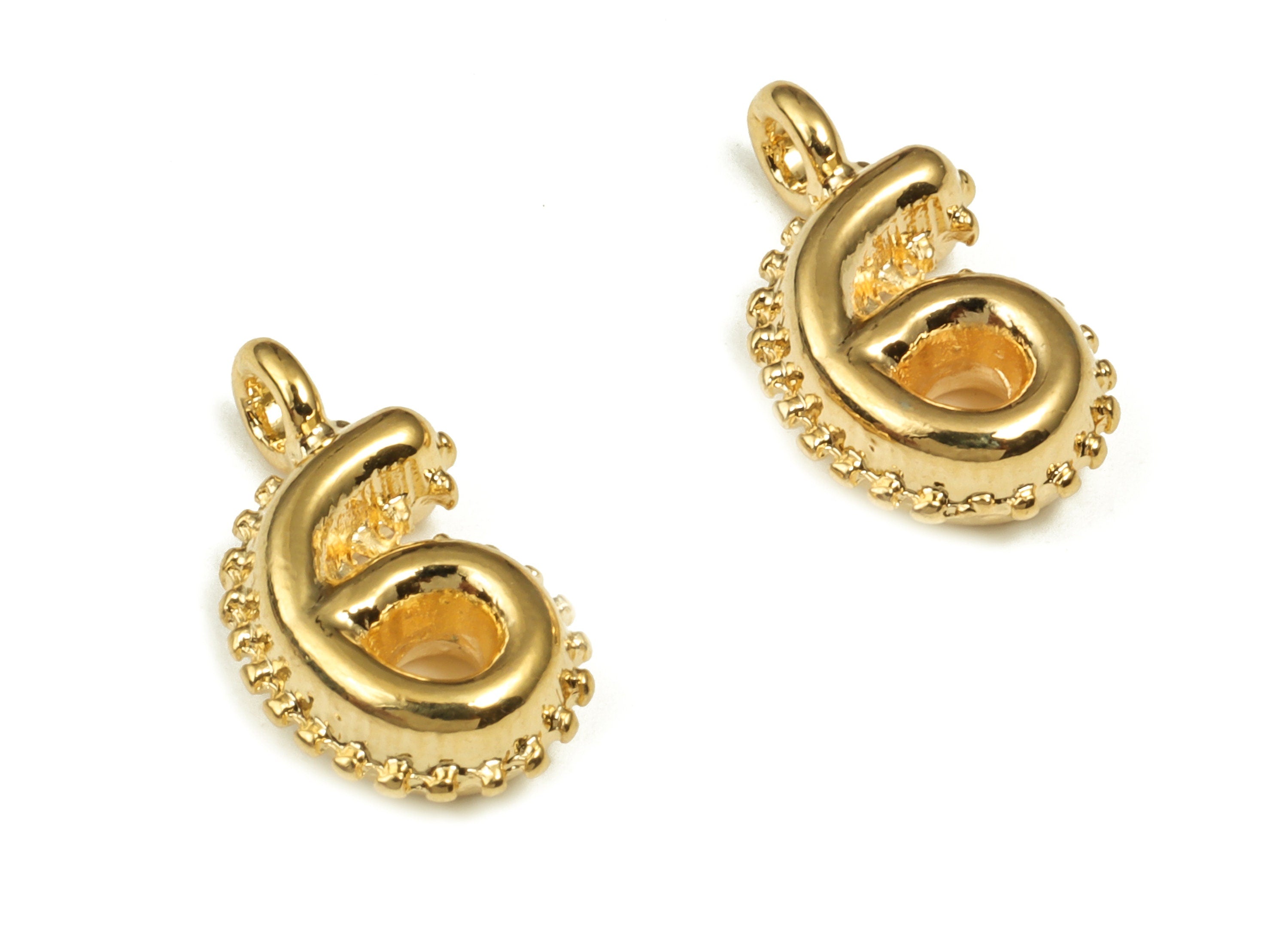 Brass Number Charm 6 - Gold Number Pendant Charm - 18K Gold Plated Brass - Numbered Charms - Jewelry Supplies - 13.73×8.09×3.82mm- RGP3577-6 - DOMEDBAZAAR