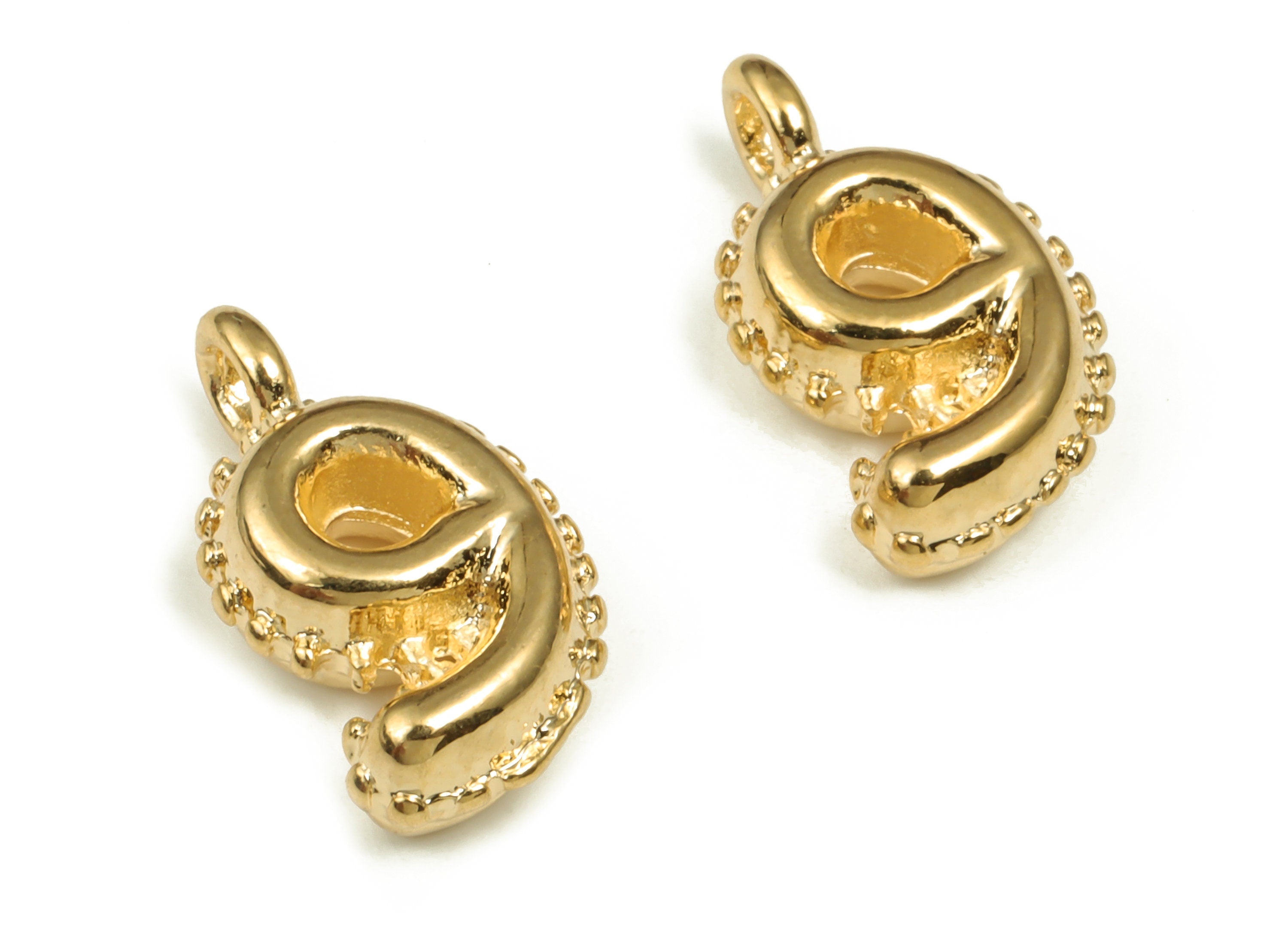 Brass Number Charm 9 - Gold Number Pendant Charm - 18K Gold Plated Brass - Numbered Charms - Jewelry Supplies - 14.57×8.12×3.92mm-RGP3577-9 - DOMEDBAZAAR