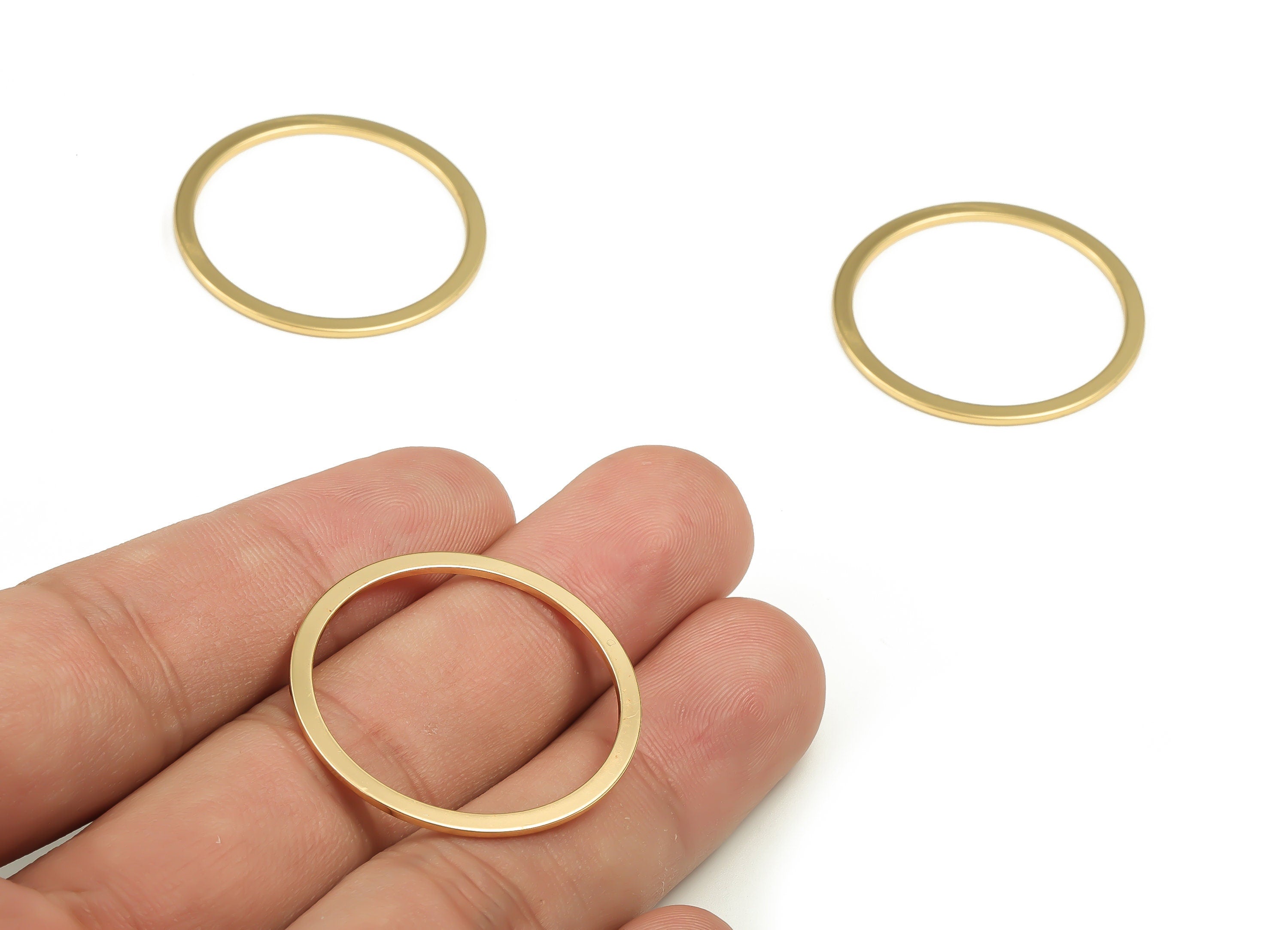 Brass Round Connector - Gold Round Links - Brass Circle Connector - 18K Real Gold Plated  Brass - Jewelry Supplies - 30x2x1mm - RGP3312-30 - DOMEDBAZAAR