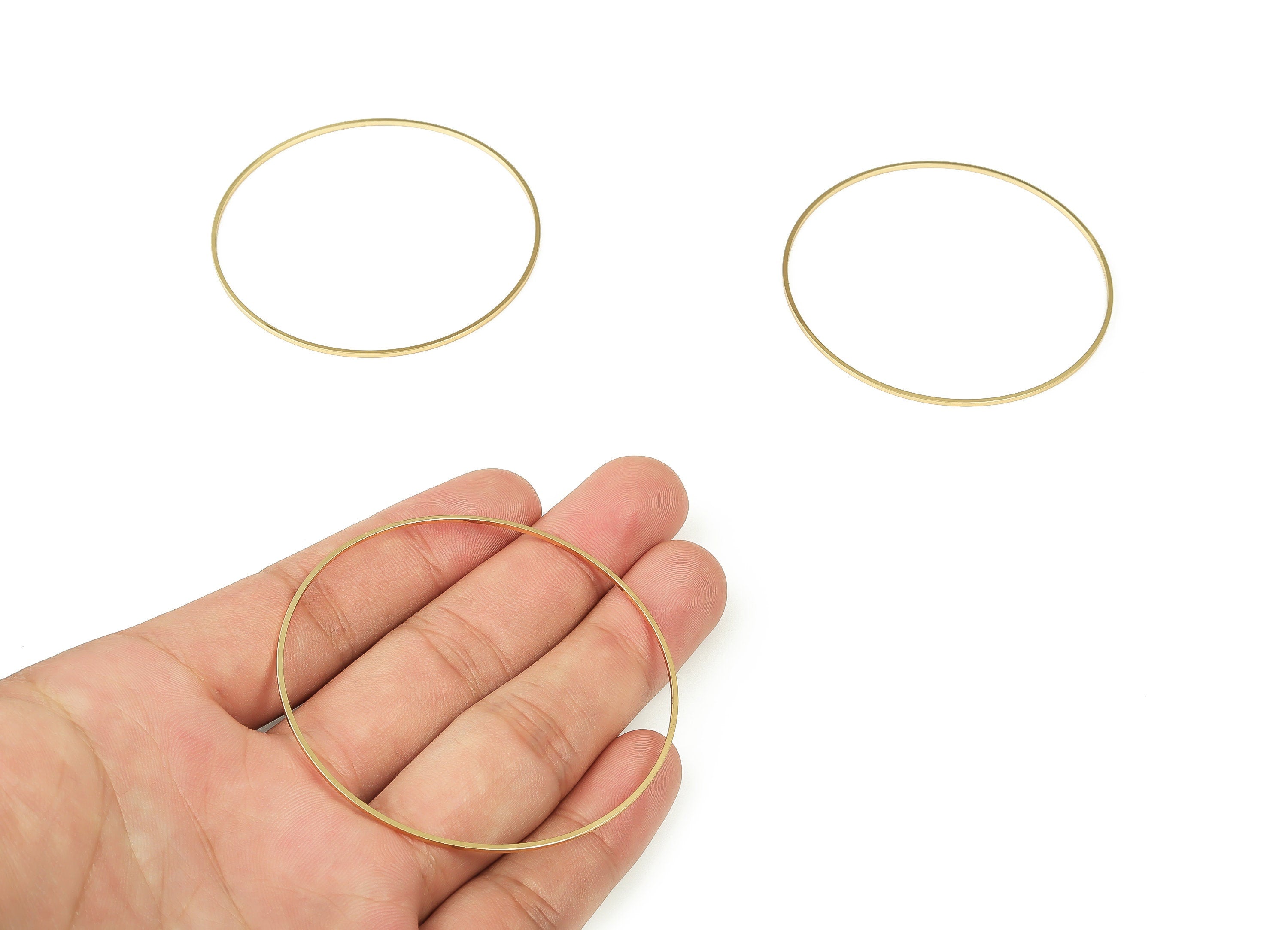 Brass Round Connector - Gold Round Links - Brass Circle Connector - 18K Real Gold Plated  Brass - Jewelry Supplies - 60x1x1mm - RGP3310-60 - DOMEDBAZAAR