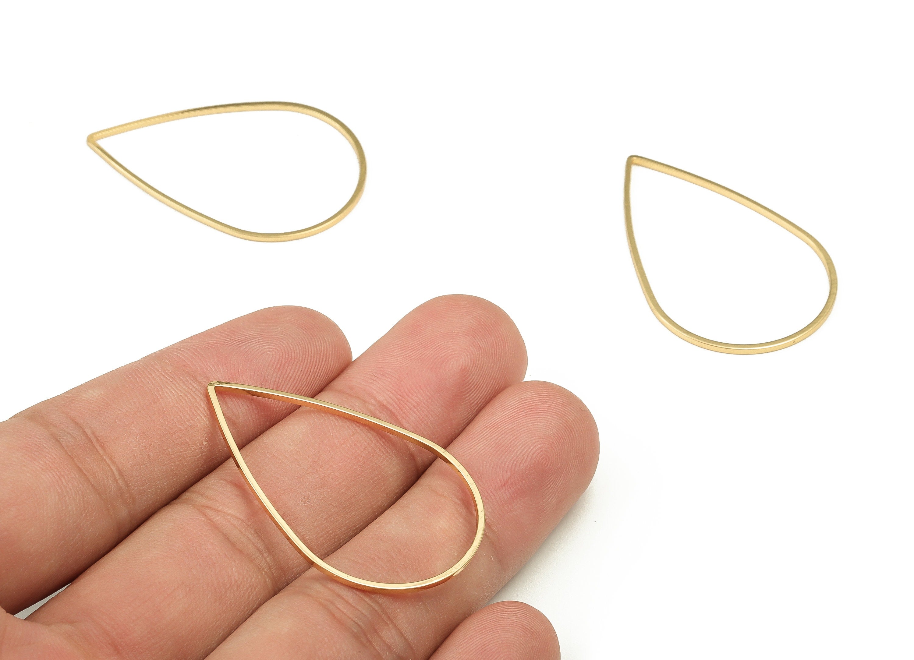 Tear Drop Connector - Gold Drop Pendant - Brass Drop Earring Charms - 18K Real Gold Plated Brass - Jewelry Supplies - 39x25x1mm - RGP3314-39 - DOMEDBAZAAR