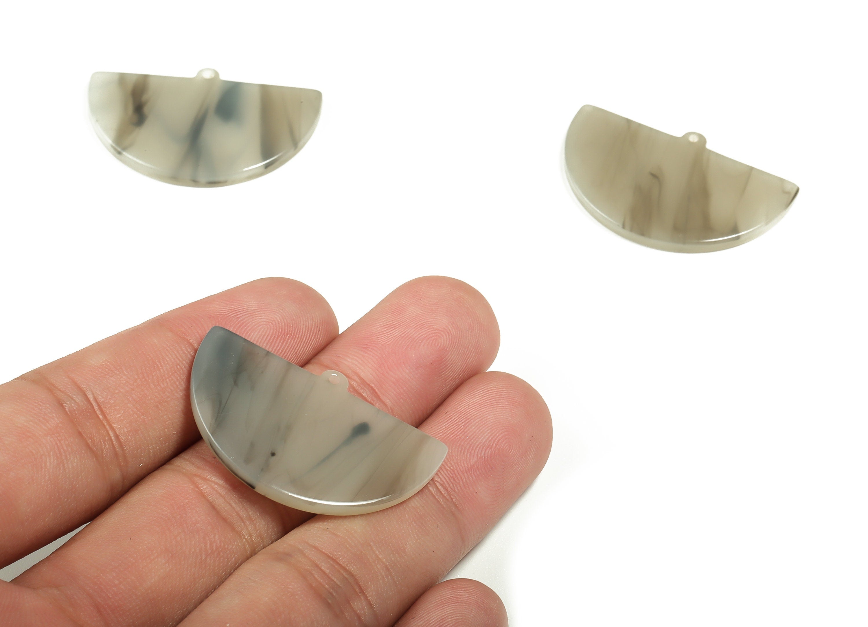Acetate Semicircle Charms - Semicircle Earrings and Pendant - Earring Findings - Color Code: A192 - 34.5x22.14x2.67mm - AC1522-A192 - DOMEDBAZAAR