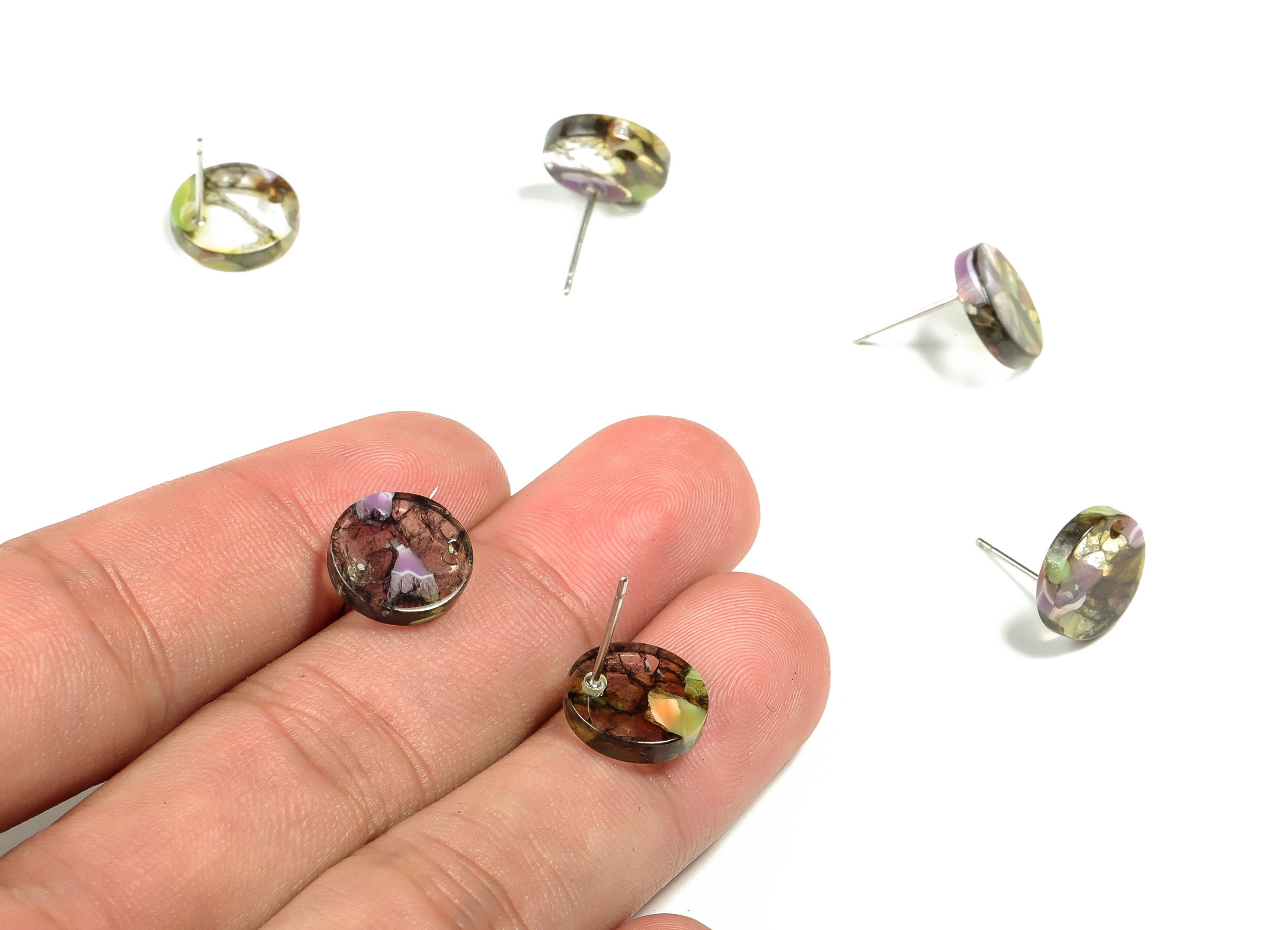 Acetate Round Earring Stud - Round Earring Post and Stud - Earring Findings  - Color Code: A167 - 11.91x11.91x2.6mm - AC1523-A167 - DOMEDBAZAAR