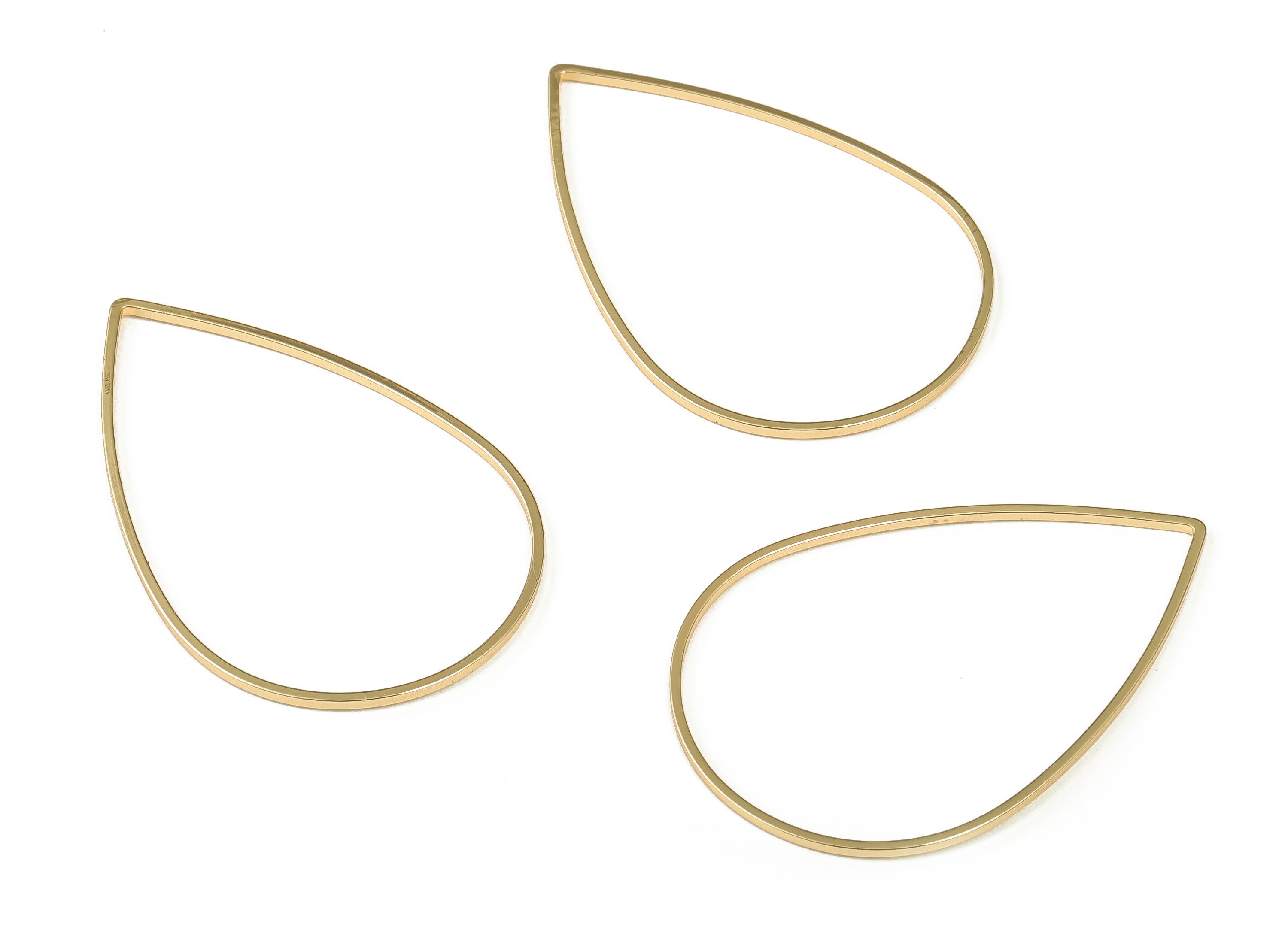 Tear Drop Connector - Gold Drop Pendant - Brass Drop Earring Charms - 18K Real Gold Plated Brass - Jewelry Supplies - 47x30x1mm - RGP3314-47 - DOMEDBAZAAR