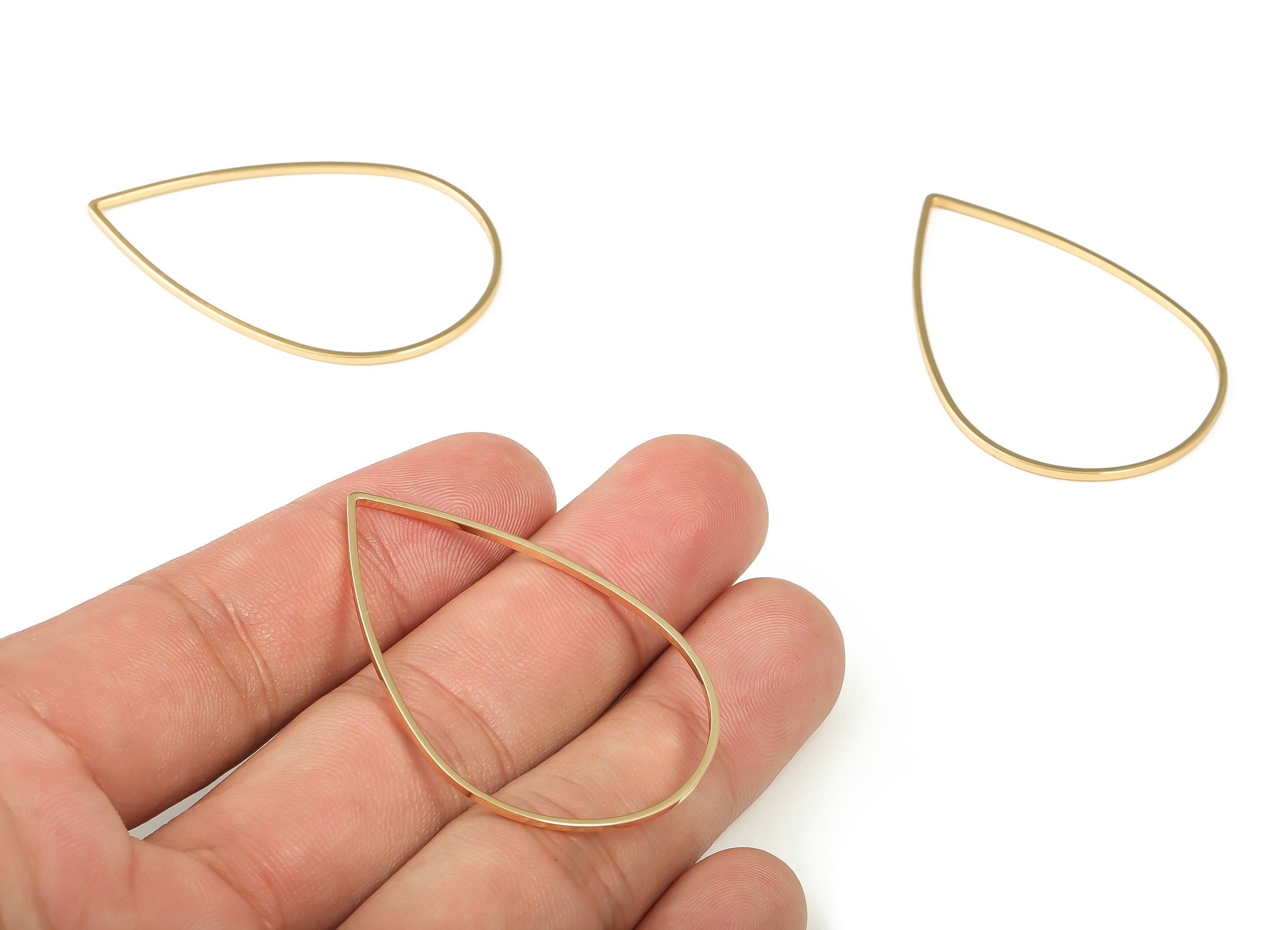 Tear Drop Connector - Gold Drop Pendant - Brass Drop Earring Charms - 18K Real Gold Plated Brass - Jewelry Supplies - 47x30x1mm - RGP3314-47 - DOMEDBAZAAR