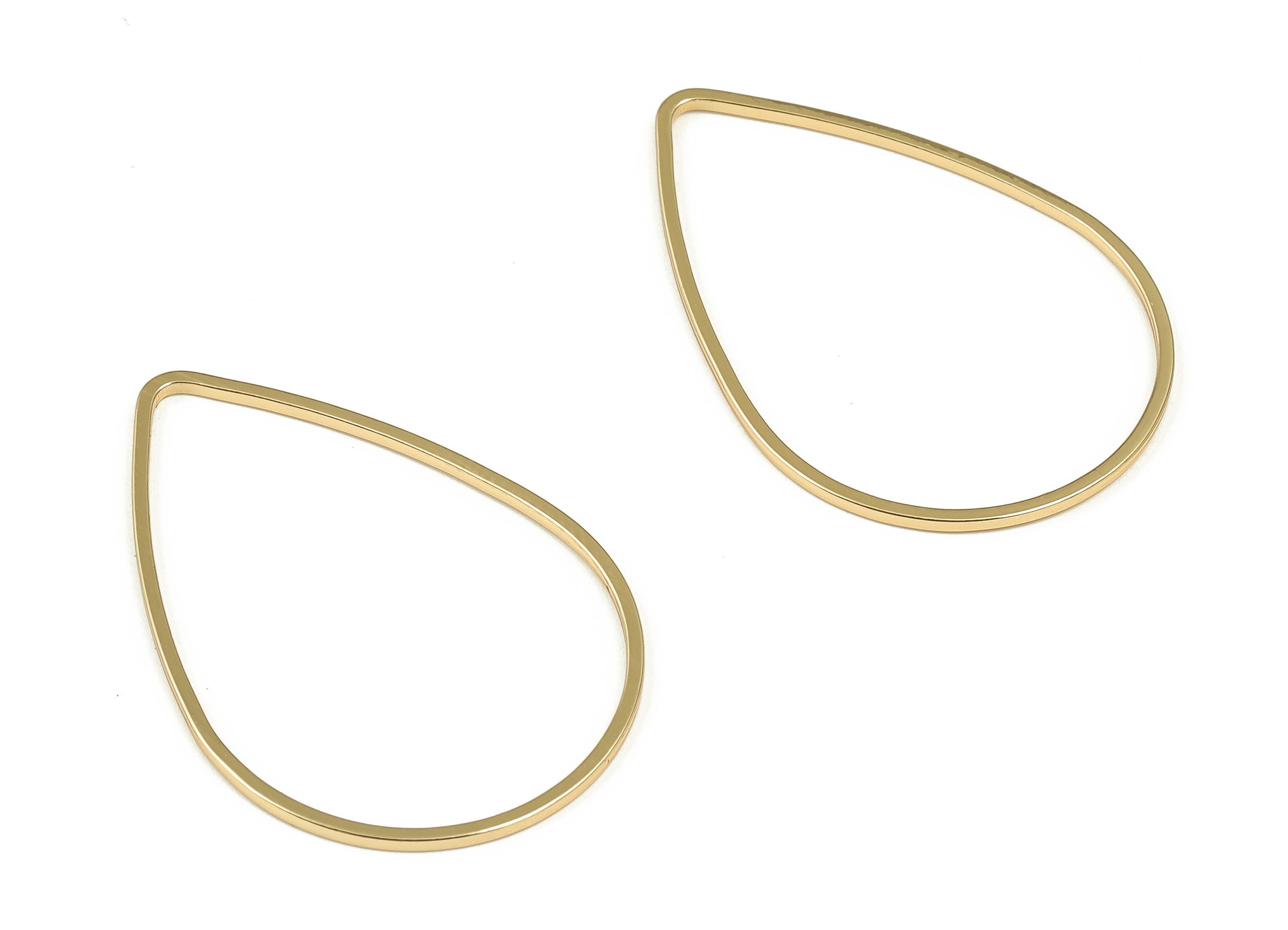 Tear Drop Connector - Gold Drop Pendant - Brass Drop Earring Charms - 18K Real Gold Plated Brass - Jewelry Supplies - 32x22x1mm - RGP3314-32 - DOMEDBAZAAR