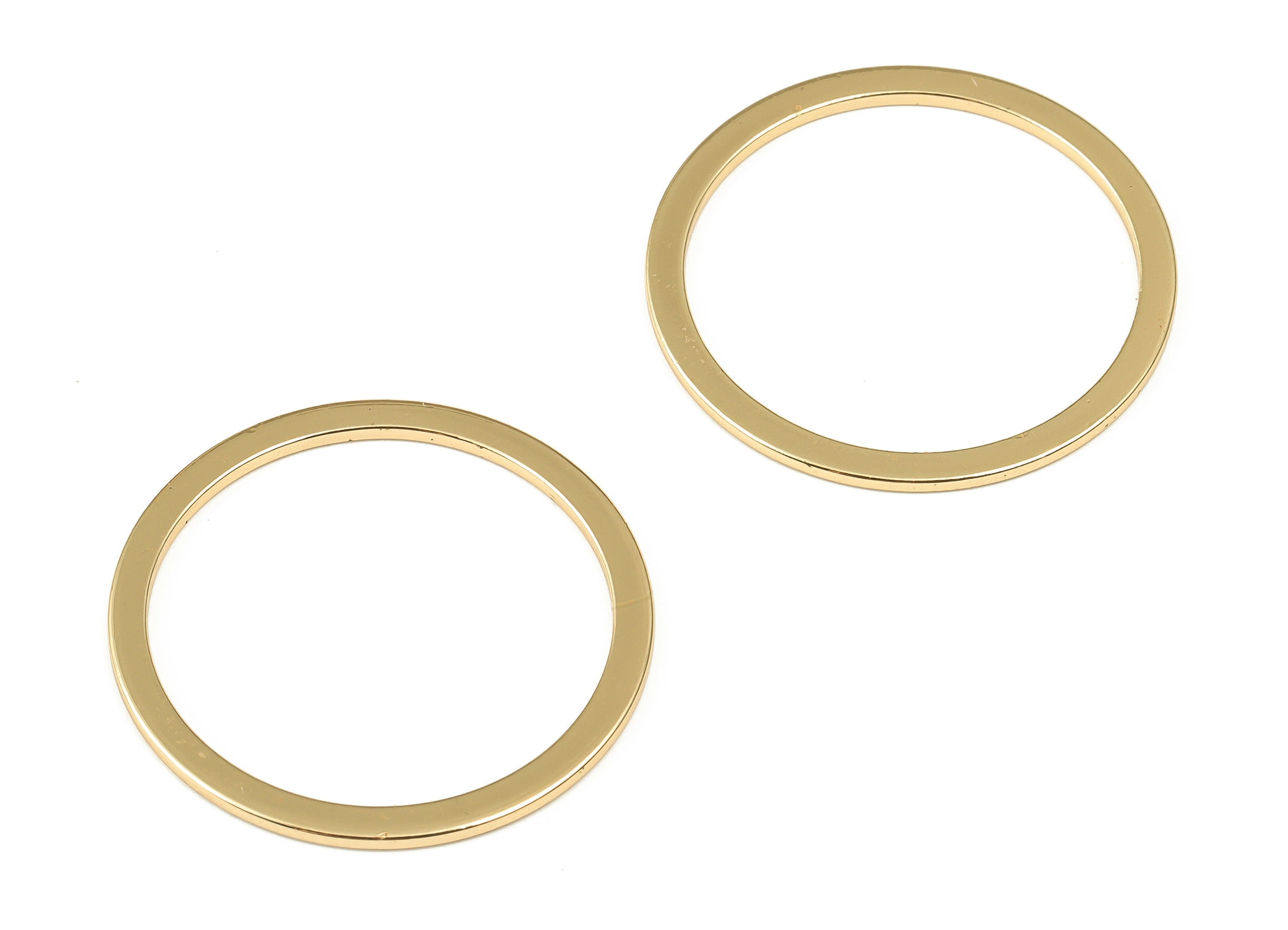 Brass Round Connector - Gold Round Links - Brass Circle Connector - 18K Real Gold Plated Brass - Jewelry Supplies - 25x2x1mm - RGP3312-25 - DOMEDBAZAAR