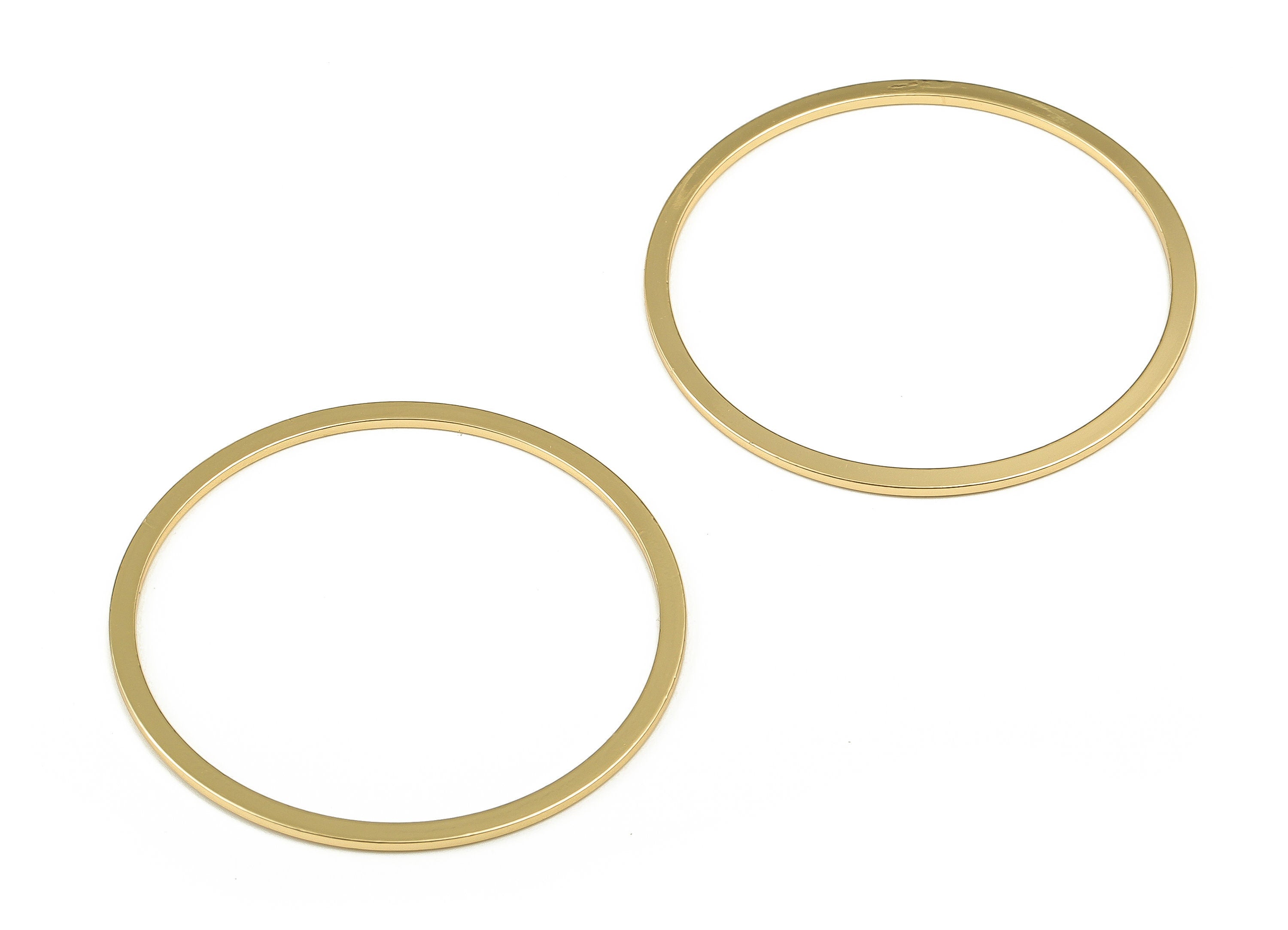 Brass Round Connector - Gold Round Links - Brass Circle Connector - 18K Real Gold Plated  Brass - Jewelry Supplies - 40x2x1mm - RGP3312-40 - DOMEDBAZAAR