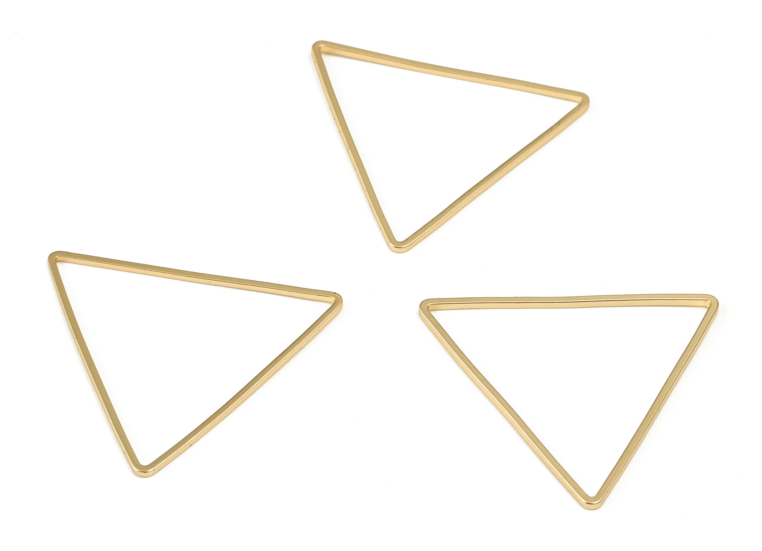 Brass Triangle Earring Charms - Gold Triangle Shaped Pendant - 18K Real Gold Plated Brass - Jewelry Making Supplies - 34x1x1mm - RGP3316-34 - DOMEDBAZAAR