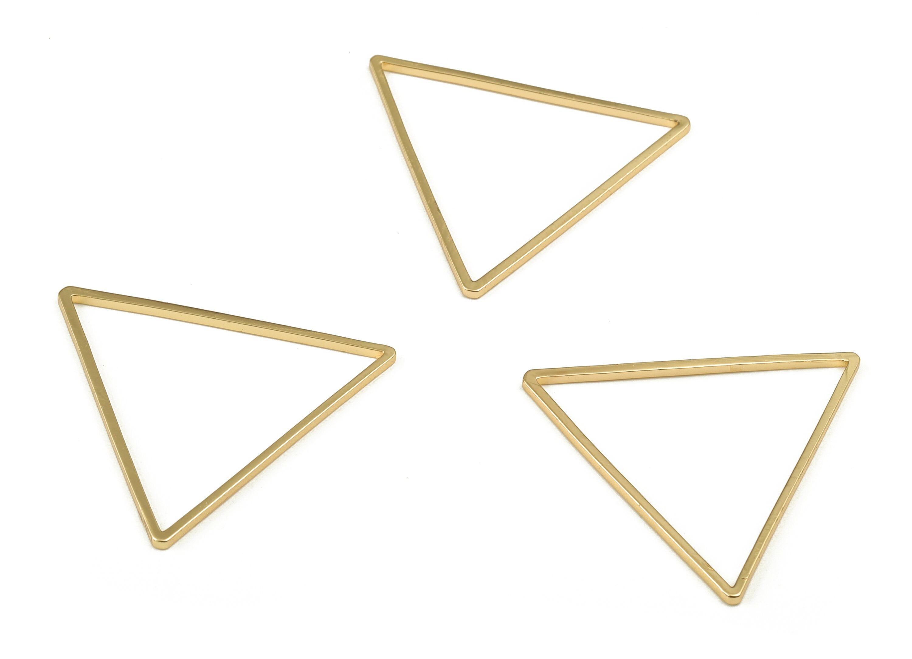 Brass Triangle Earring Charms - Gold Triangle Shaped Pendant - 18K Real Gold Plated Brass - Jewelry Making Supplies - 32x1x1mm - RGP3316-32 - DOMEDBAZAAR