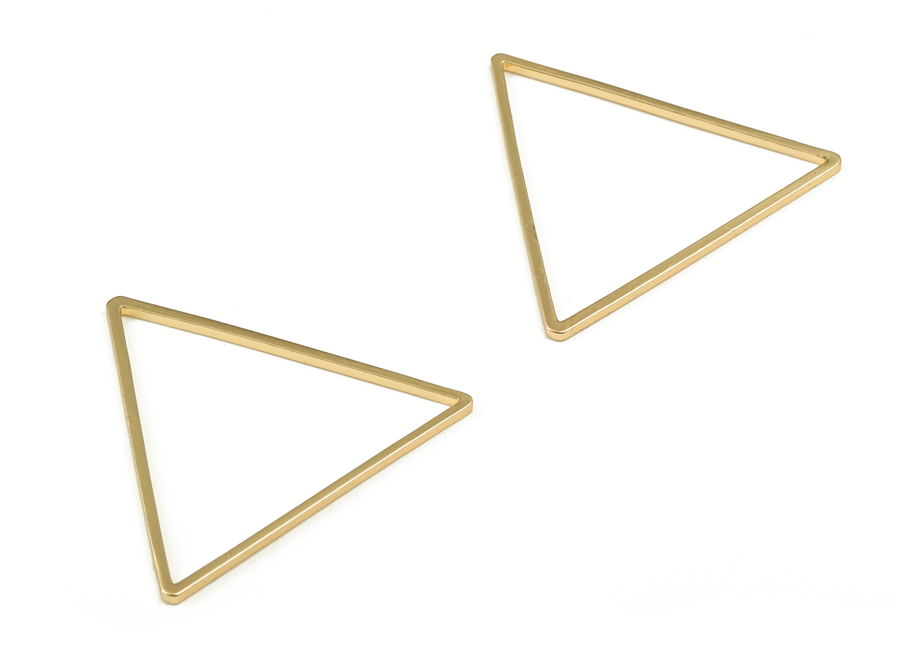 Brass Triangle Earring Charms - Gold Triangle Shaped Pendant - 18K Real Gold Plated Brass - Jewelry Making Supplies - 32x1x1mm - RGP3316-32 - DOMEDBAZAAR