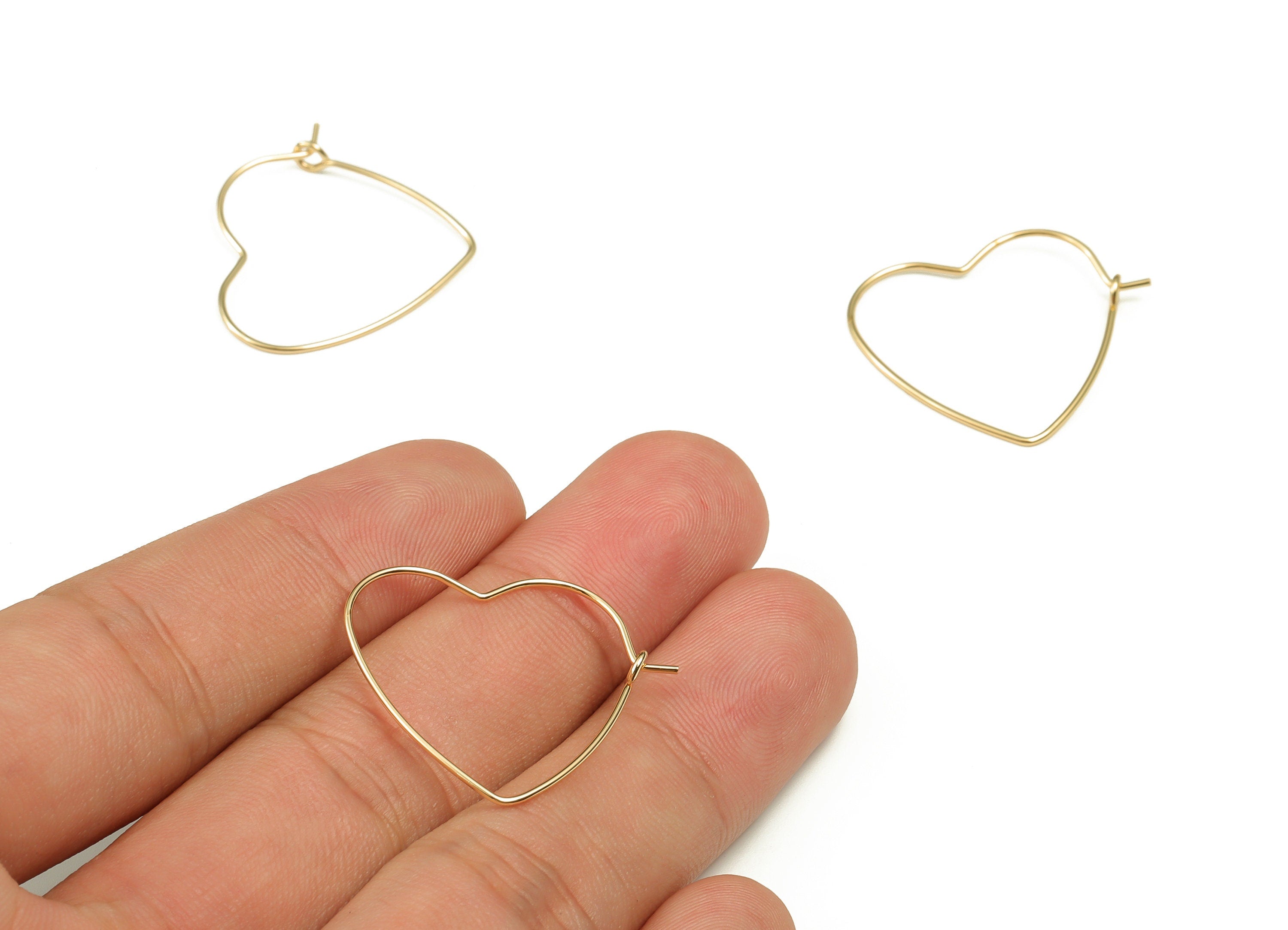 Brass Heart Earring Wire - Gold Heart Earring Wire - 18K Real Gold Plated Brass - Jewelry Making Supplies - 28.27x24.6x0.78mm - RGP3385 - DOMEDBAZAAR