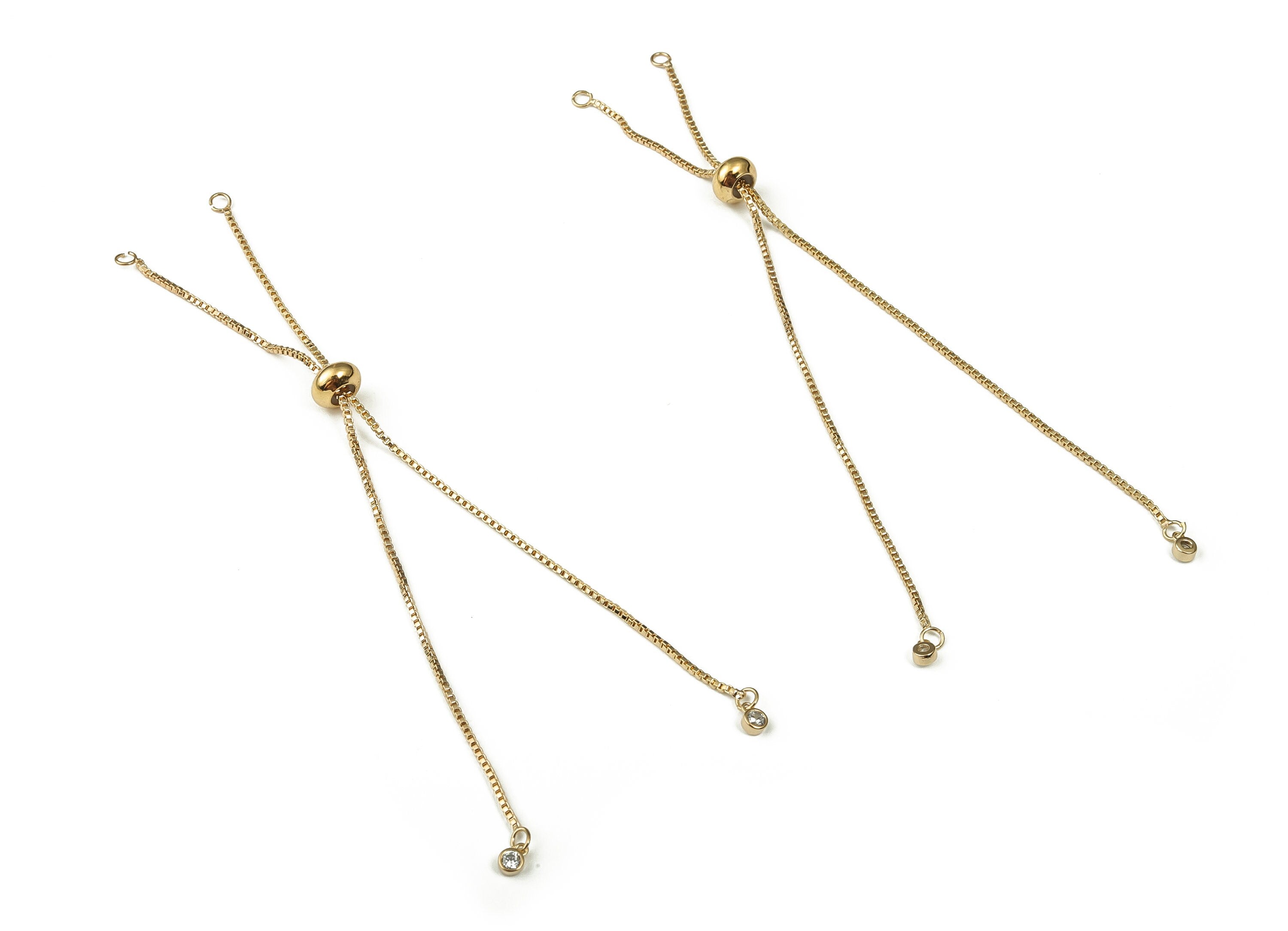 Brass Long Earrings With Zircons - Long Gold Earrings - Statement Earrings - 18K Real Gold Plated Brass - 123.7x7.47x1.29mm - RGP3332 - DOMEDBAZAAR