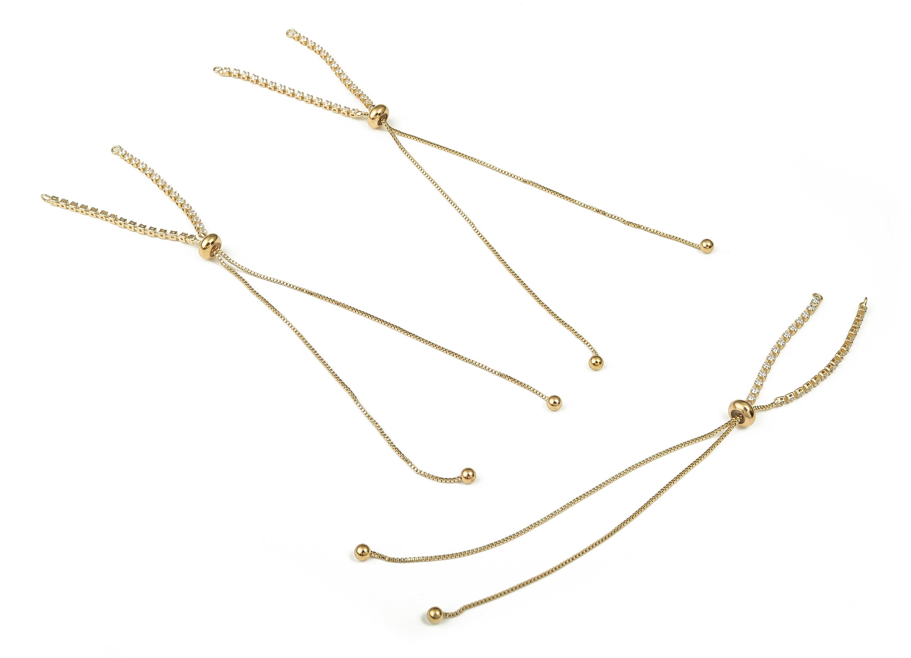 Brass Long Earrings With Zircons - Long Gold Earrings - Statement Earrings - 18K Real Gold Plated Brass - 155.48x7.21x2.21mm - RGP3331 - DOMEDBAZAAR