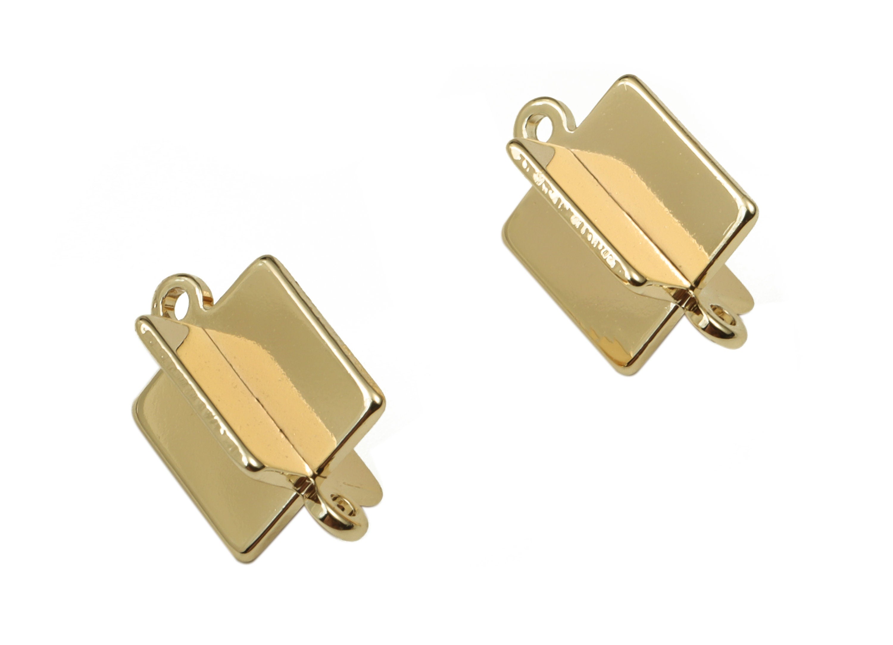 Brass Rhombic Earring Connector - Gold Rhombic Pendant - 18K Real Gold Plated Brass - Jewelry Making Supplies - 13.6x6.3x0.8mm - RGP3493 - DOMEDBAZAAR