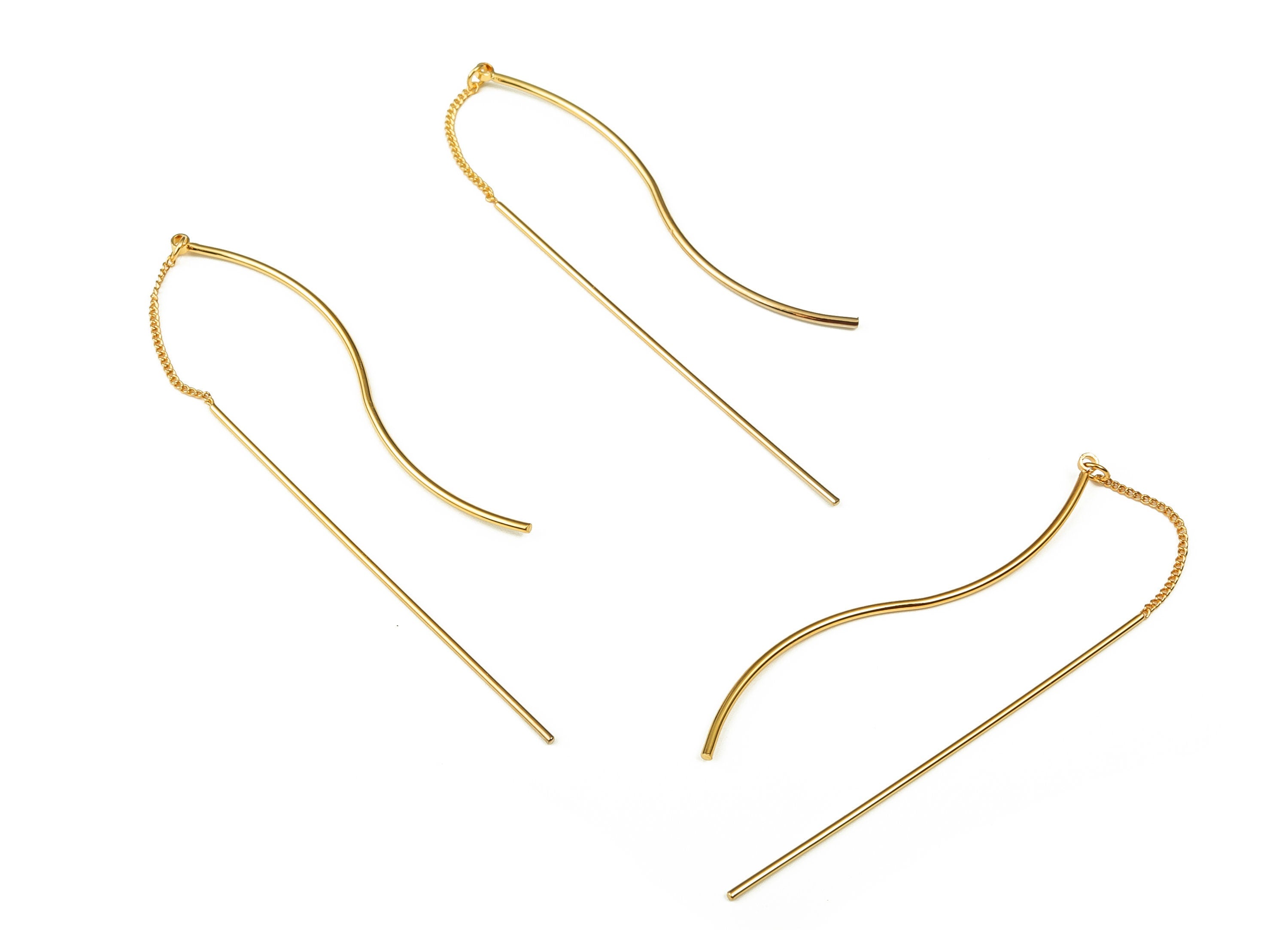 18 Gold Plating Brass Ear Wires – Simple Style Fish Hook with inside Loop – DIY Jewelry Making Supplies - 121.3x0.76mm - RGP3368 - DOMEDBAZAAR