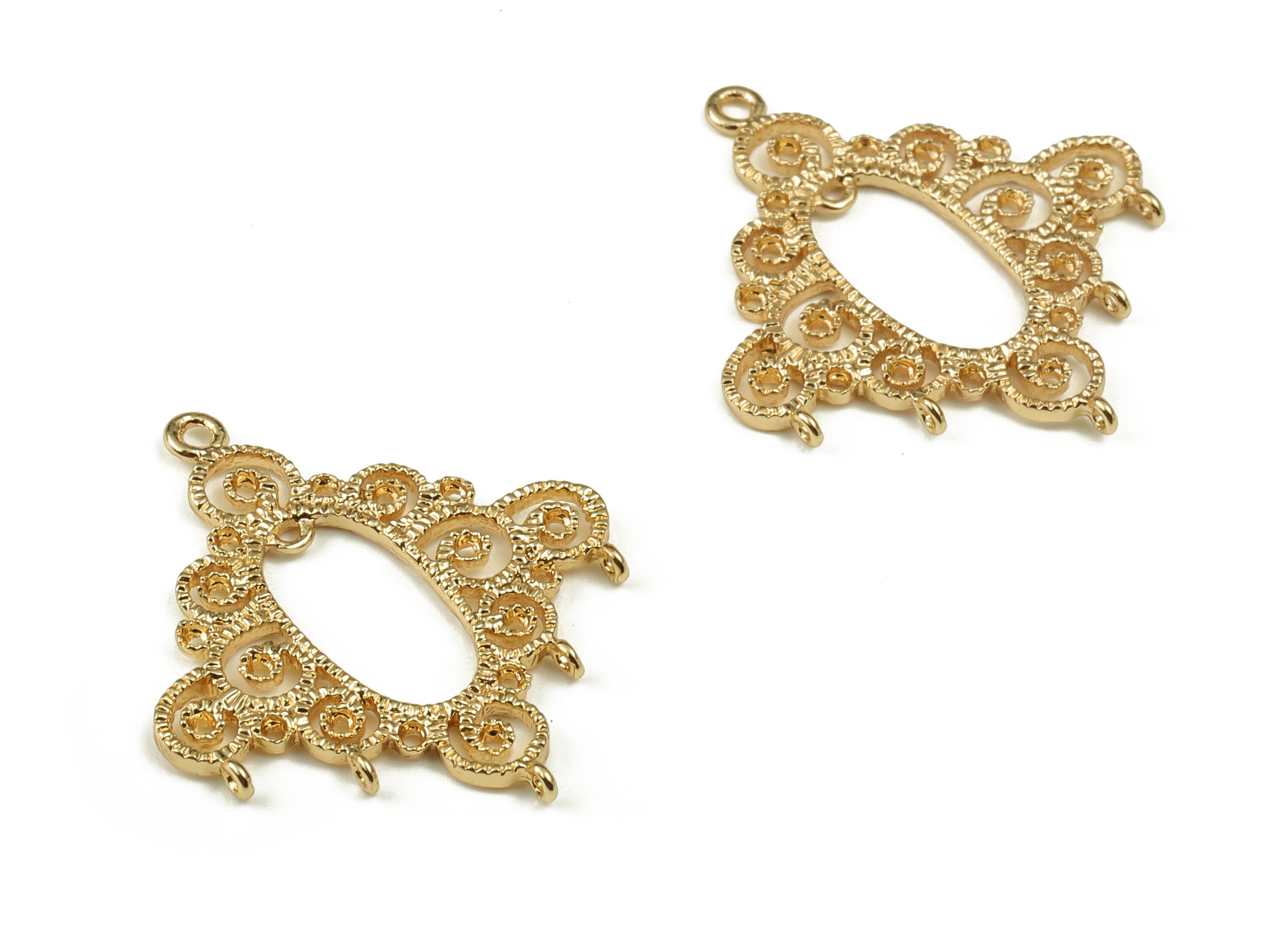 Brass Oval Earring Charms - Gold Oval Pendant - 18K Real Gold Plated Brass - Jewelry Making Supplies - 26.06x24.69x1.39mm - RGP3914 - DOMEDBAZAAR