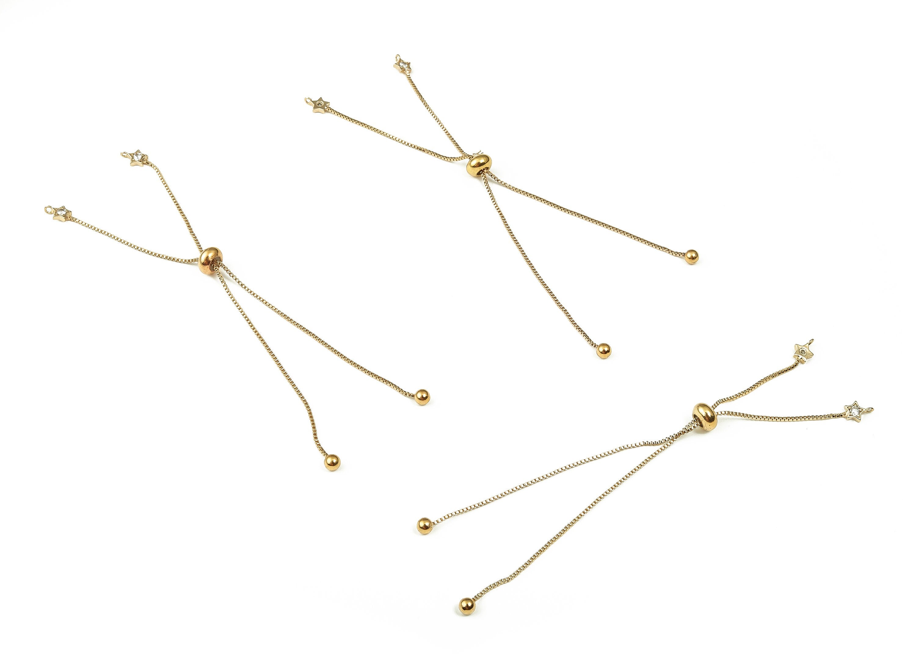 Brass Long Earrings With Zircons - Long Gold Earrings - Statement Earrings - 18K Real Gold Plated Brass - 125.48x7.35x0.96mm - RGP3330 - DOMEDBAZAAR