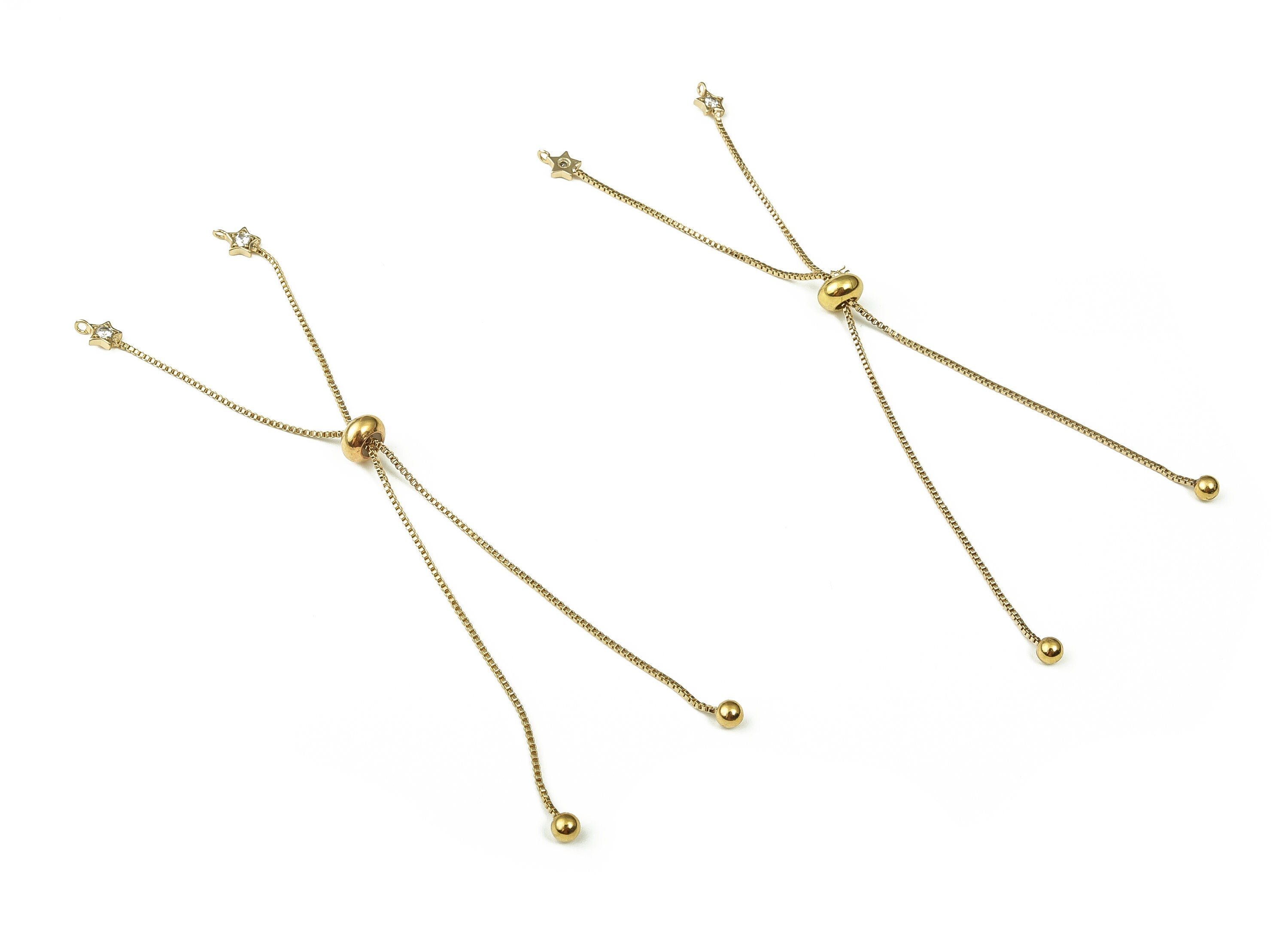 Brass Long Earrings With Zircons - Long Gold Earrings - Statement Earrings - 18K Real Gold Plated Brass - 125.48x7.35x0.96mm - RGP3330 - DOMEDBAZAAR